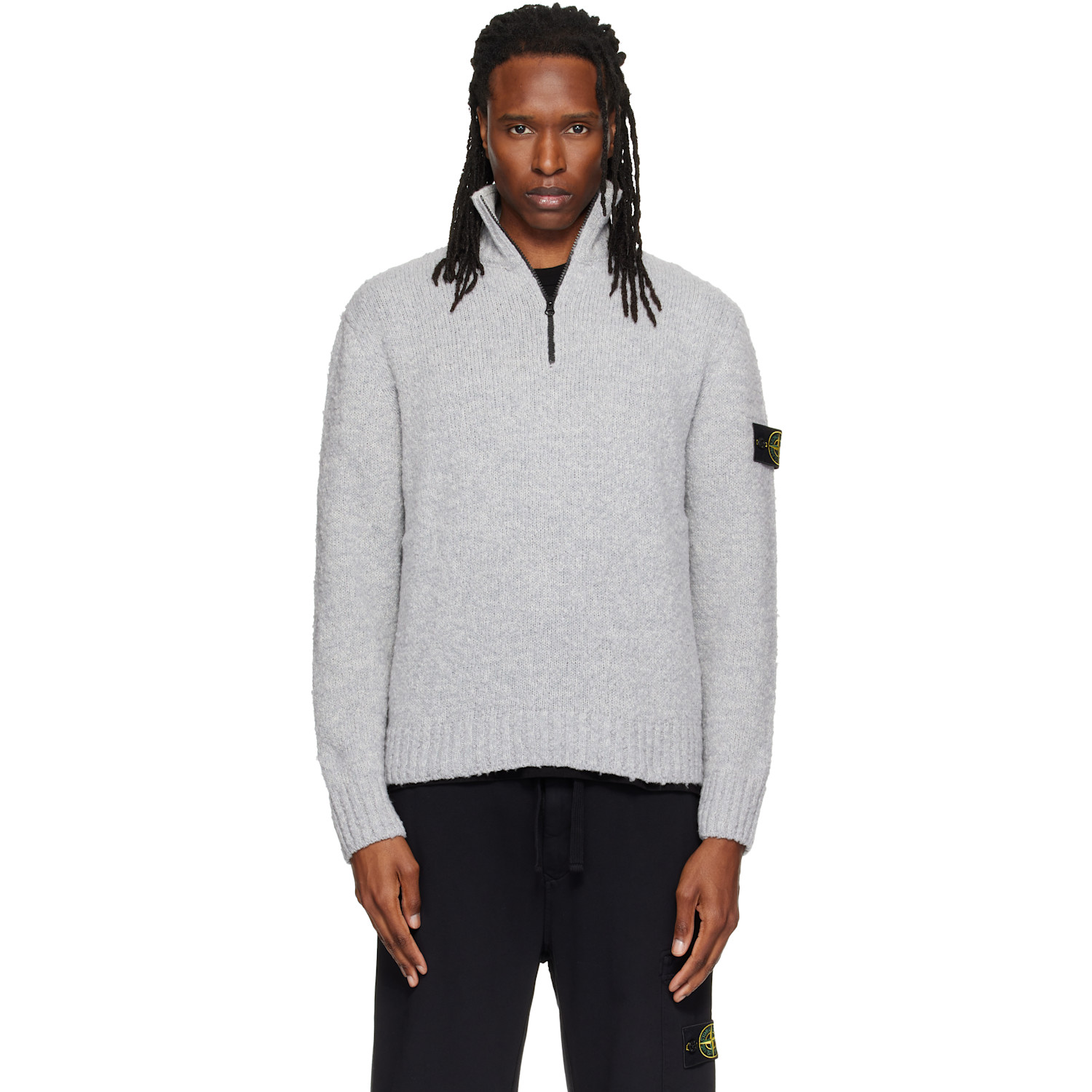 Stone Island Gray 5100032 Speckled Wool Nylon Jacket