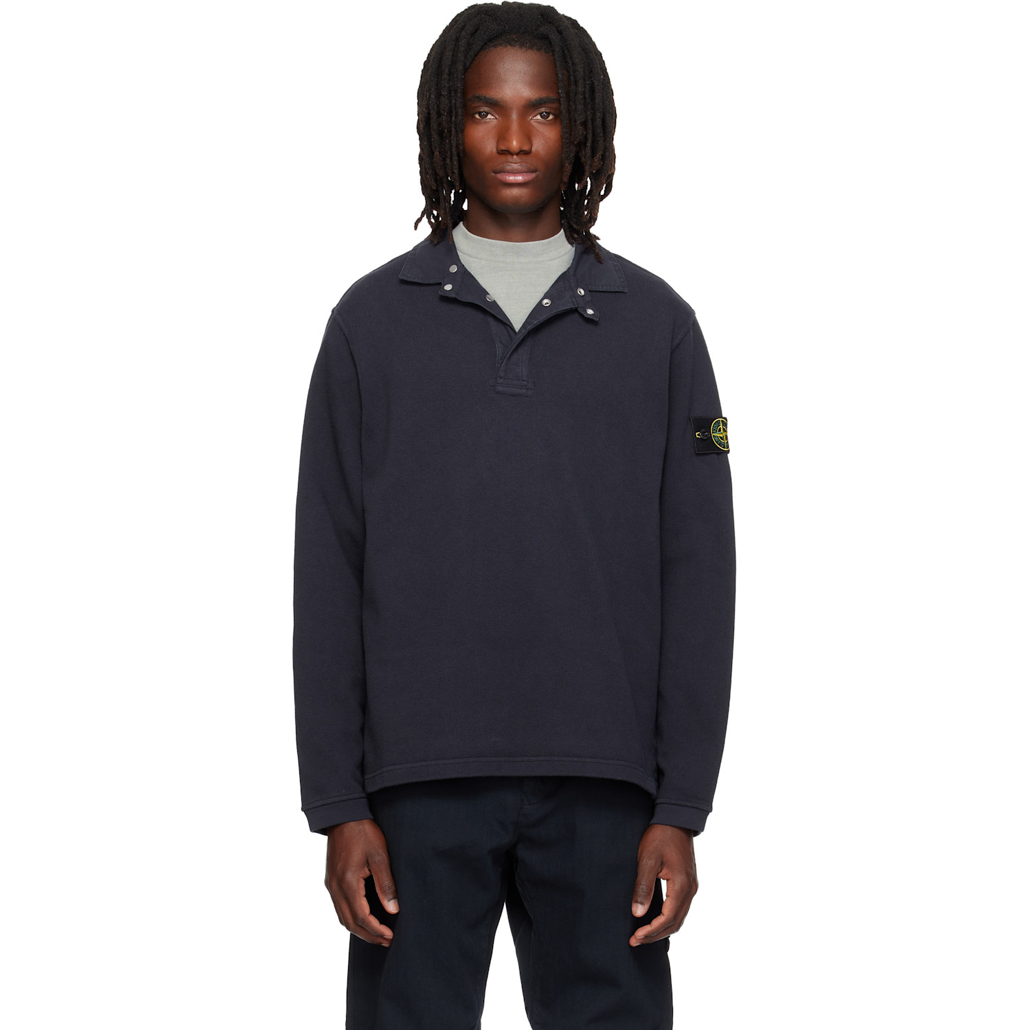 Stone Island Navy 6100001 Heavy Cotton Jersey Polo