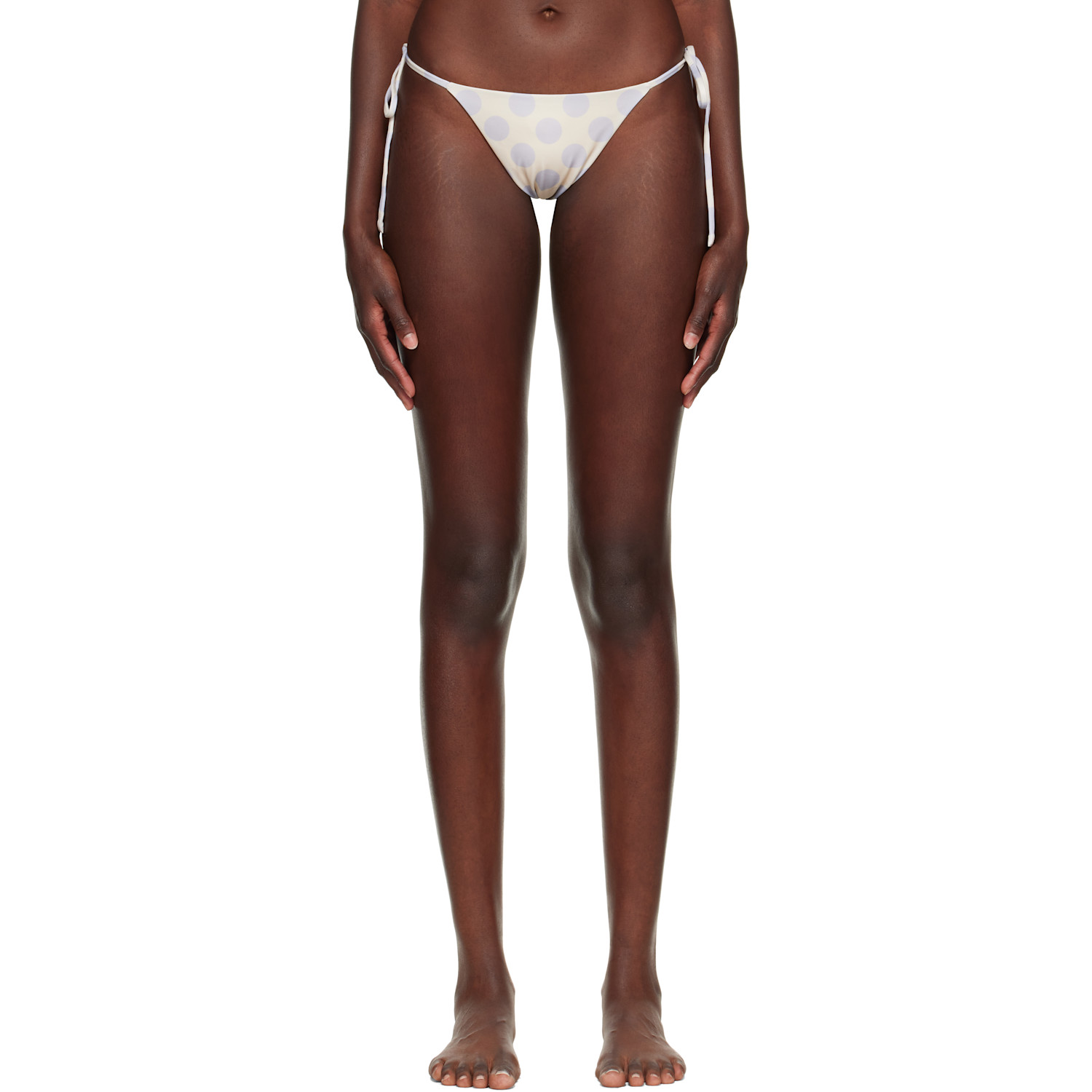 Belle Anna Yellow Estelle Bikini Bottom In Stone Polka / Cream