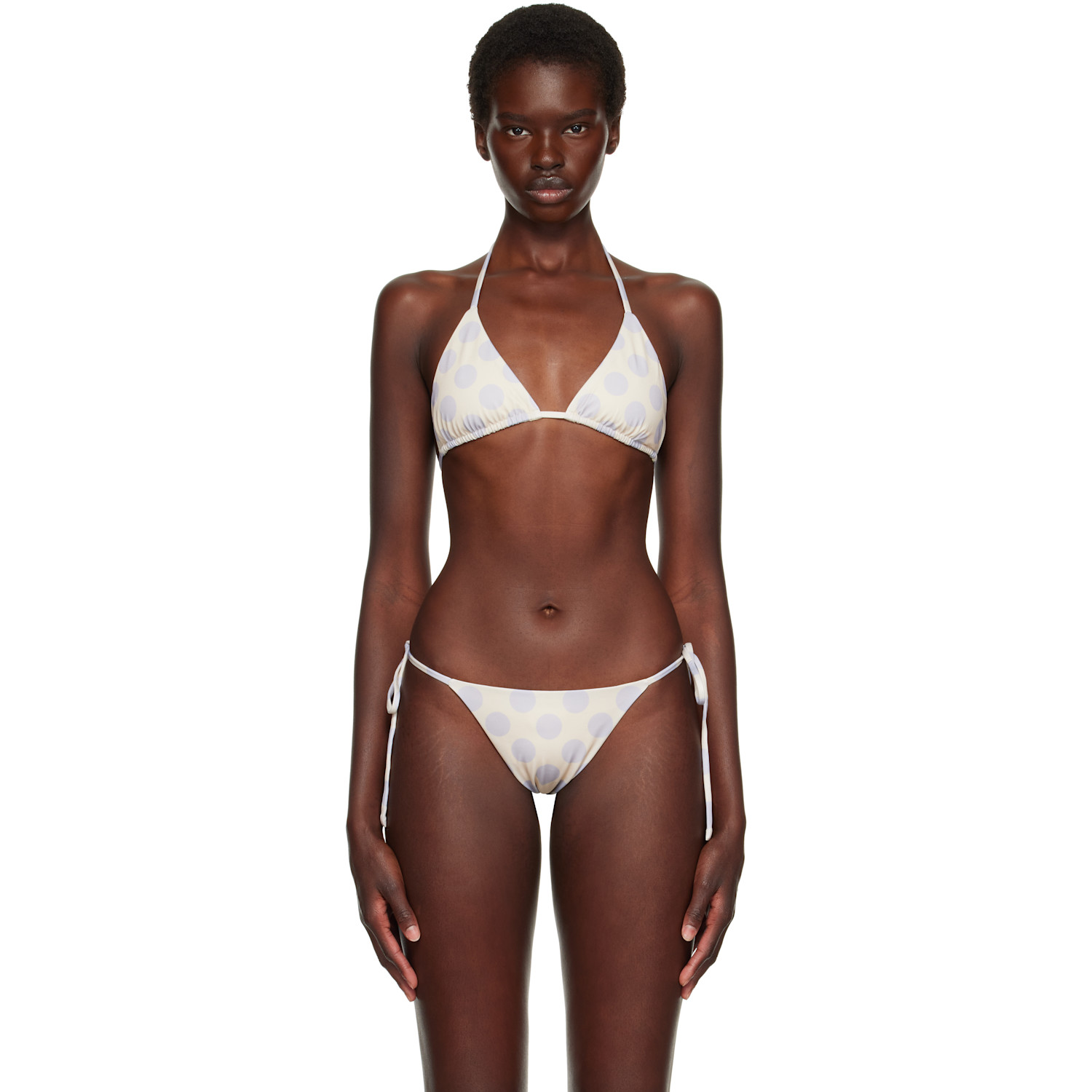 Belle Anna Yellow Estelle Bikini Top In Stone Polka / Cream