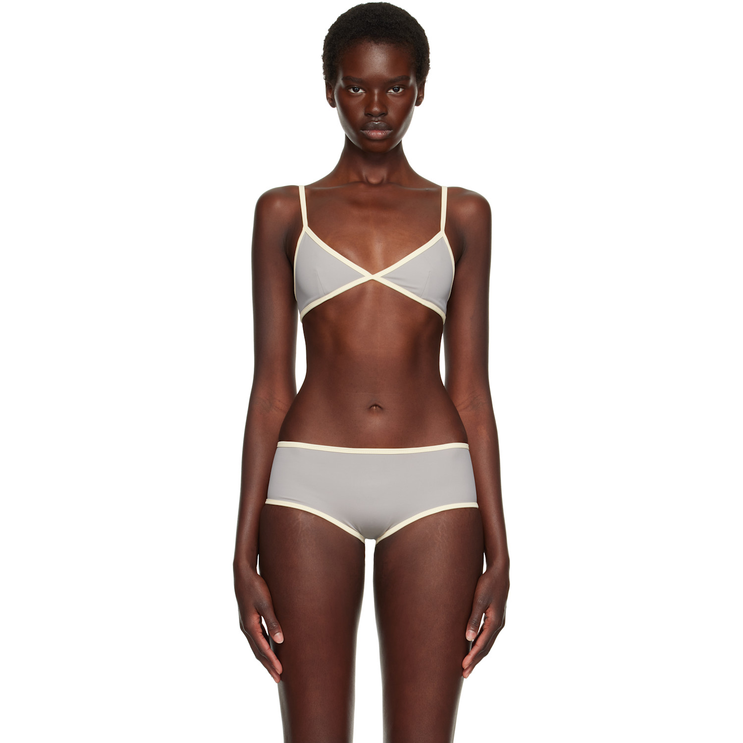 Belle Anna Gray Ophelia Bikini Top In Stone (body Base) /