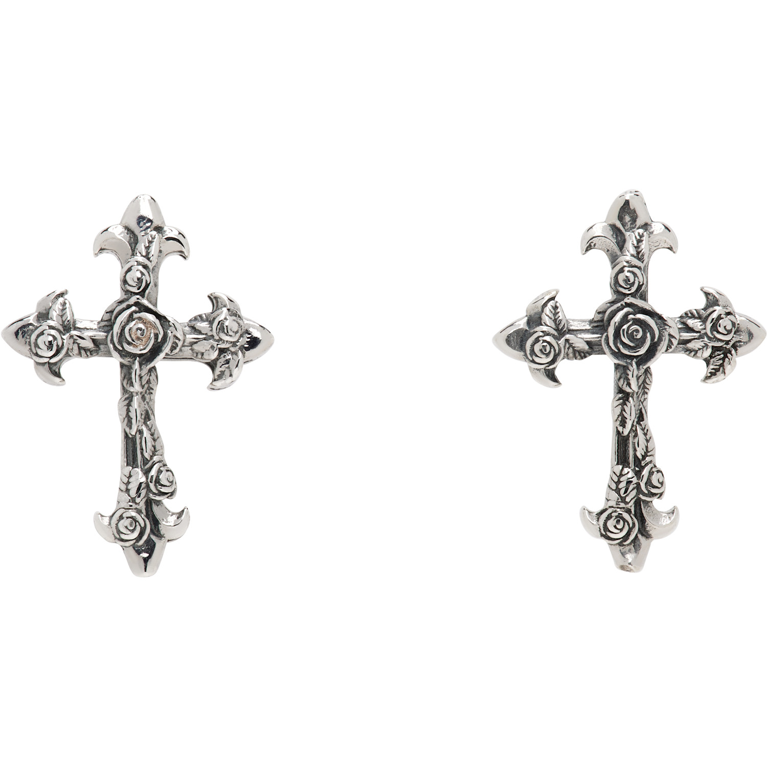 Emanuele Bicocchi Rose Cross Stud Earrings