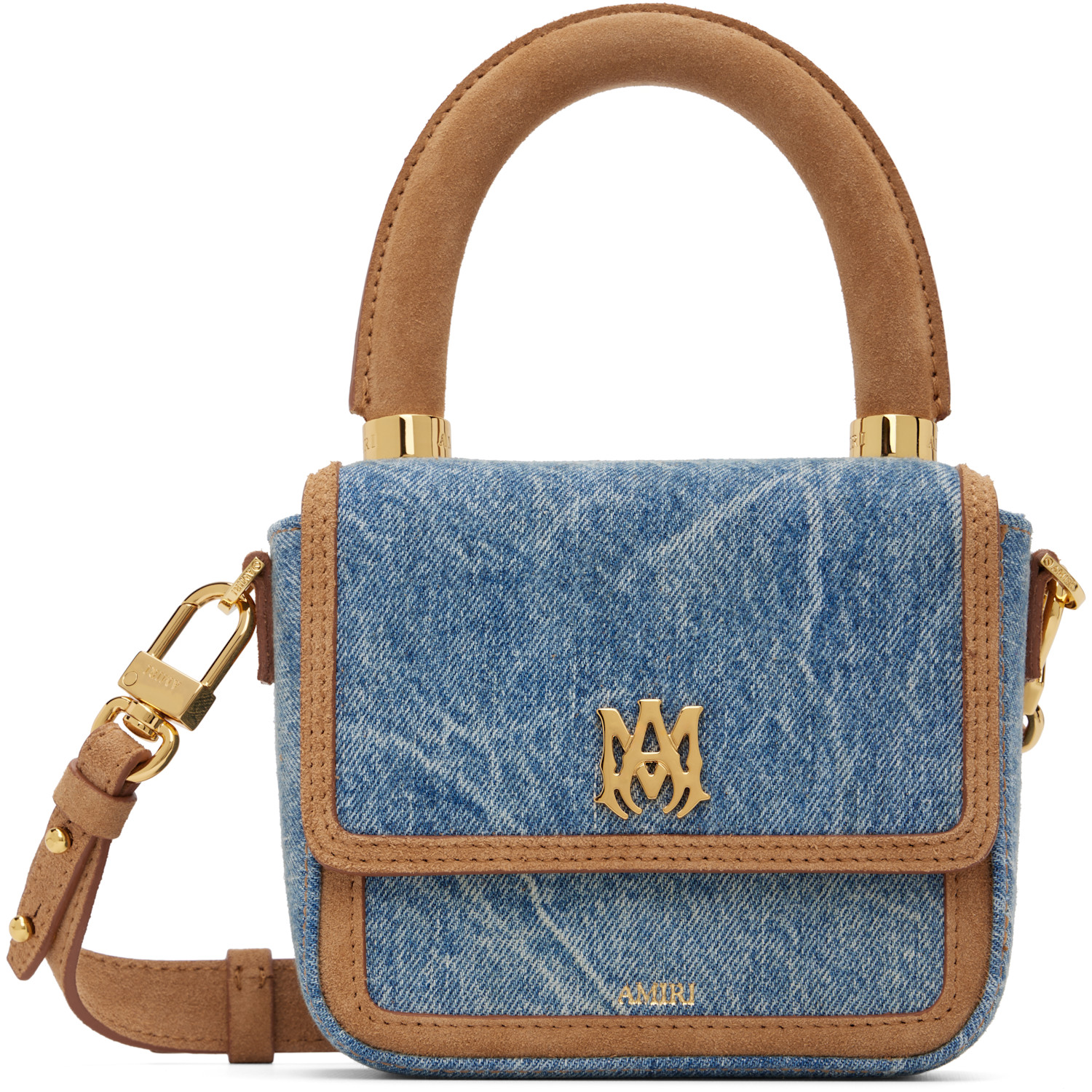 AMIRI Blue Denim Suede Micro MA Bag