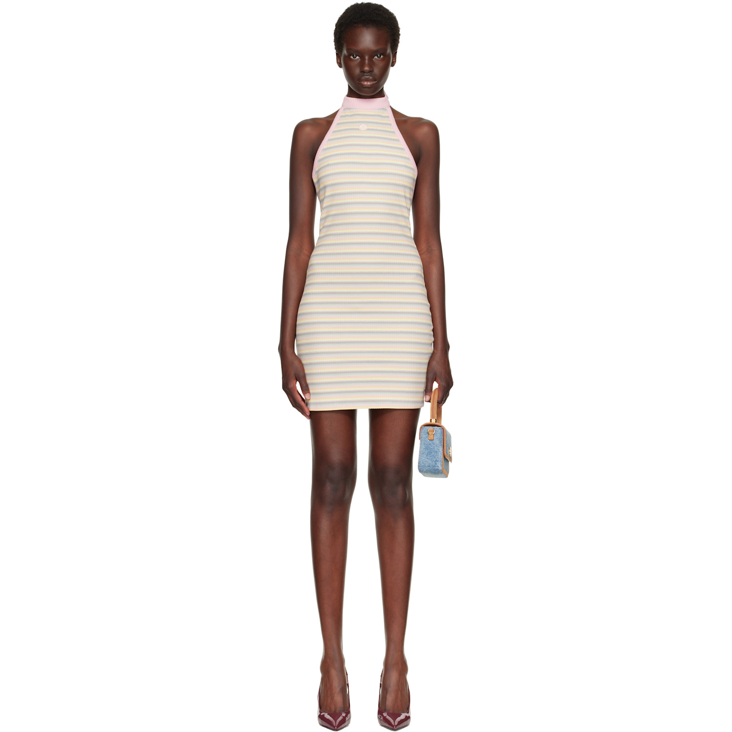 AMIRI Multicolor MA Striped Halter Minidress