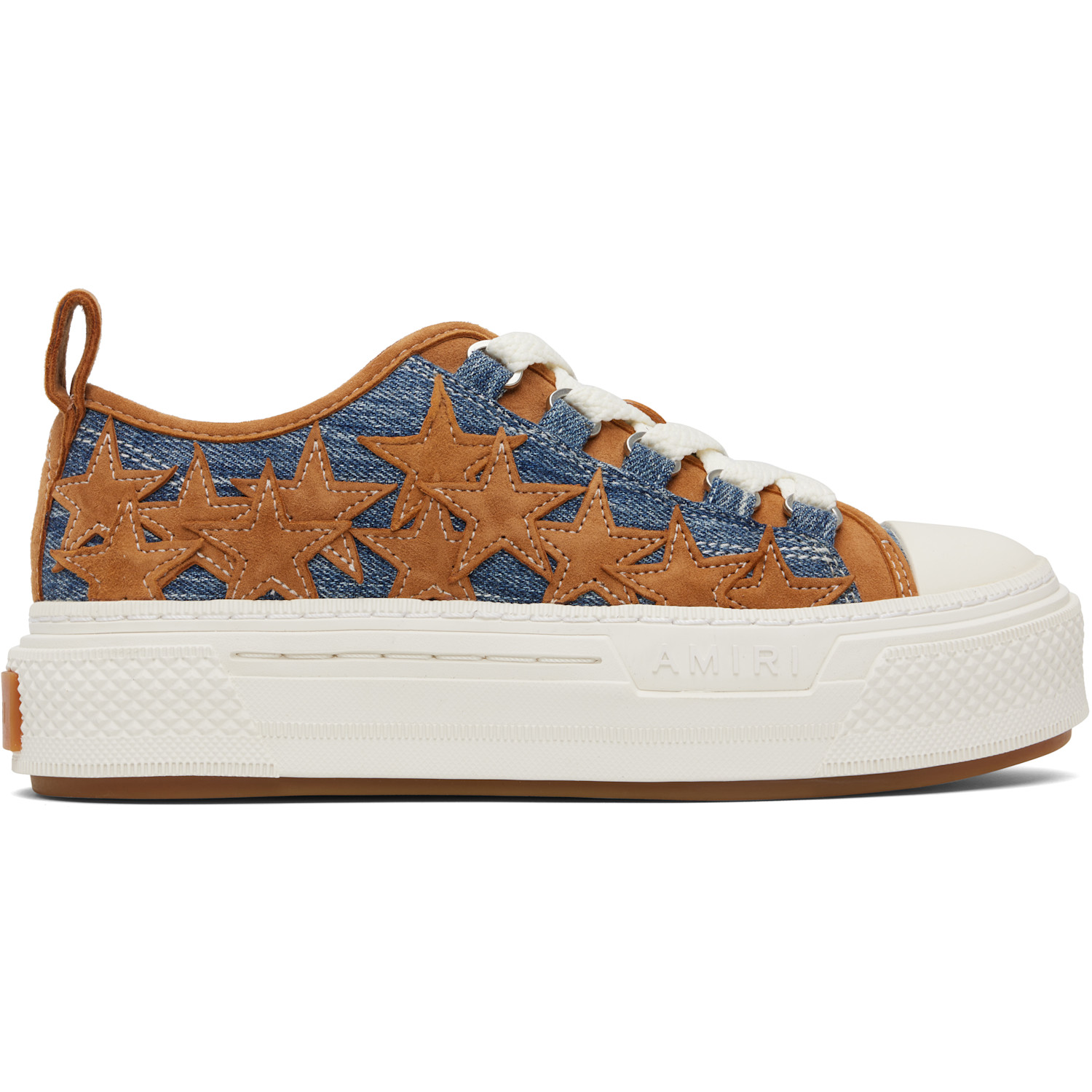 AMIRI Blue & Tan Denim Stars Court Low Sneakers