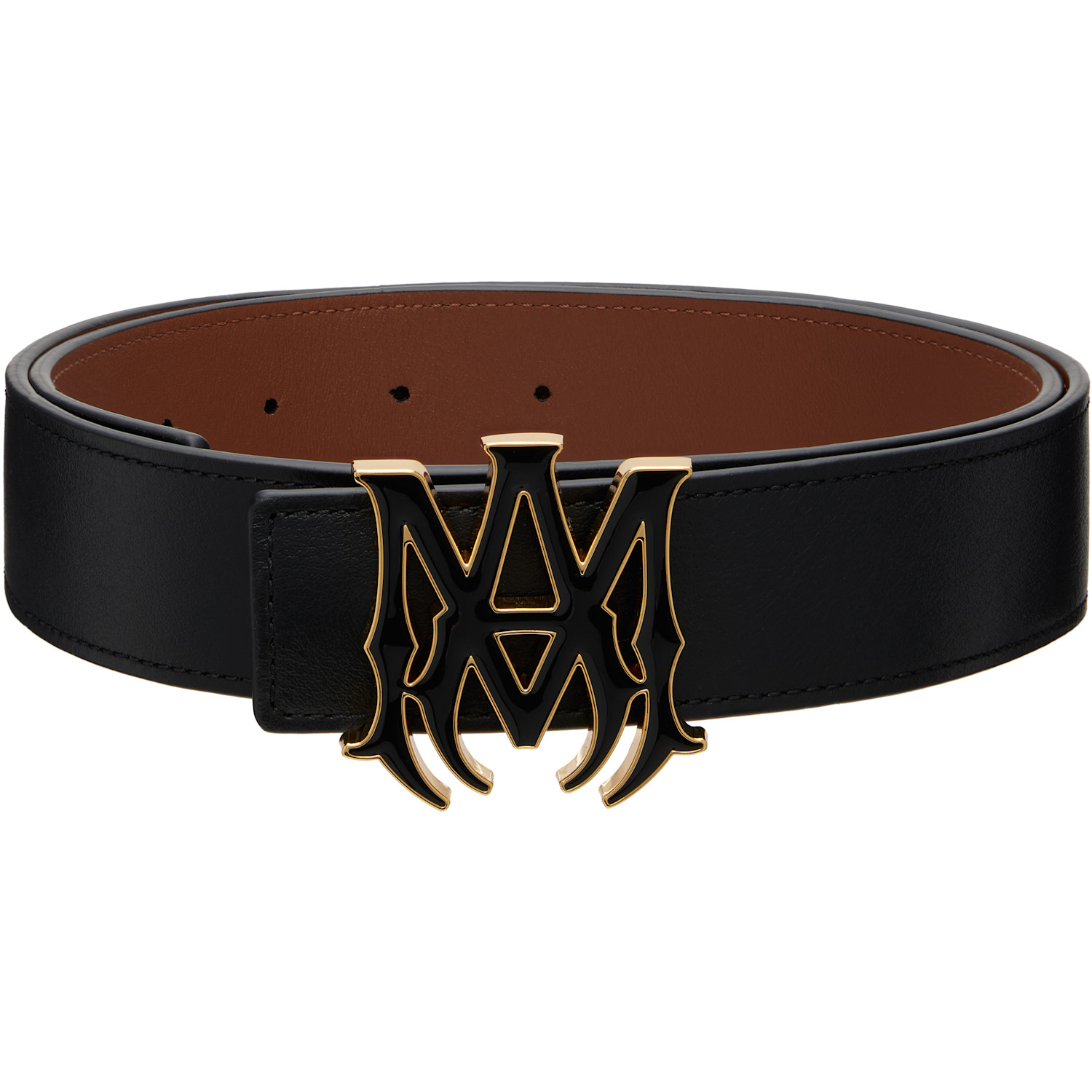 AMIRI Black 'MA' 4cm Enamel Reversible Belt