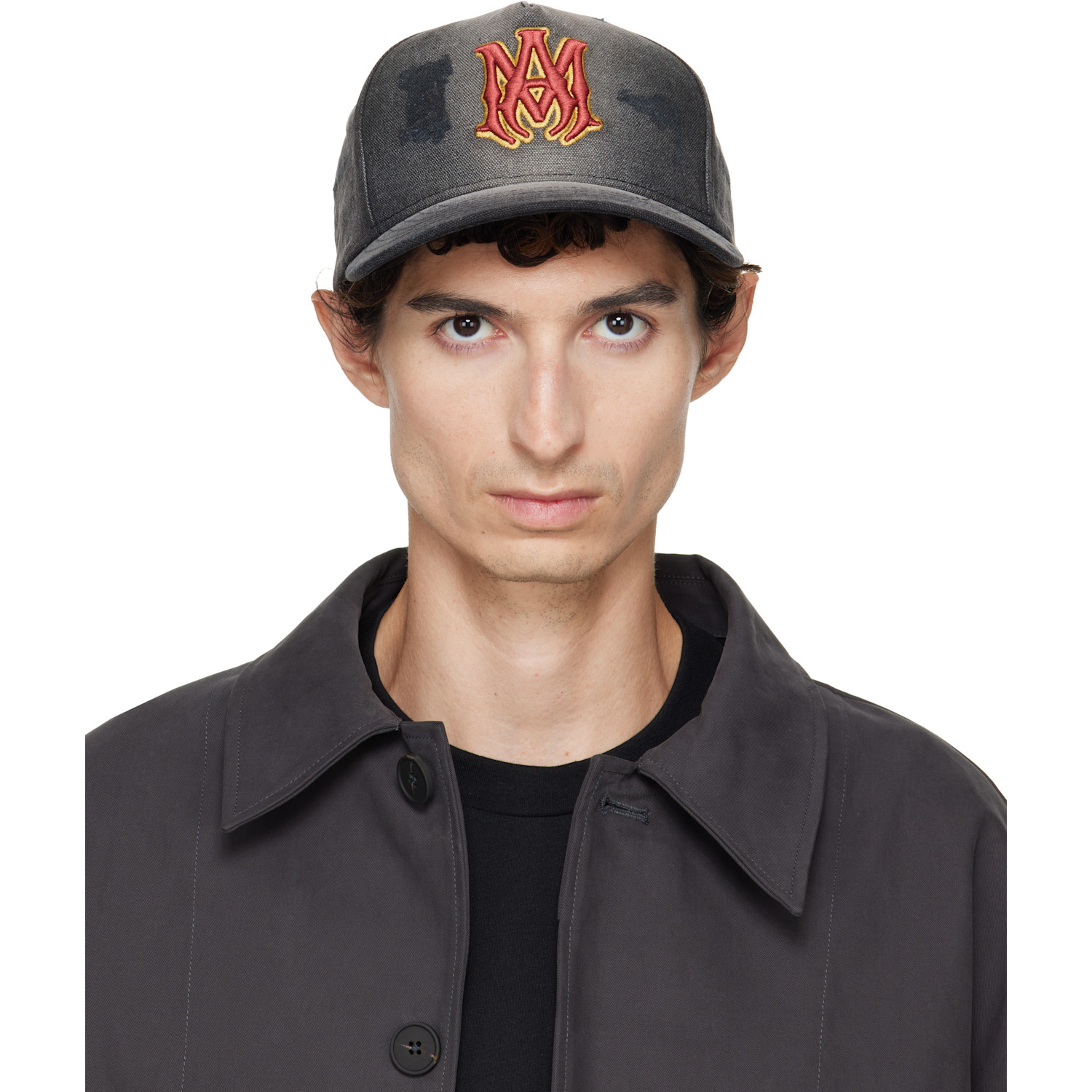 AMIRI Black MA Outline Canvas Cap