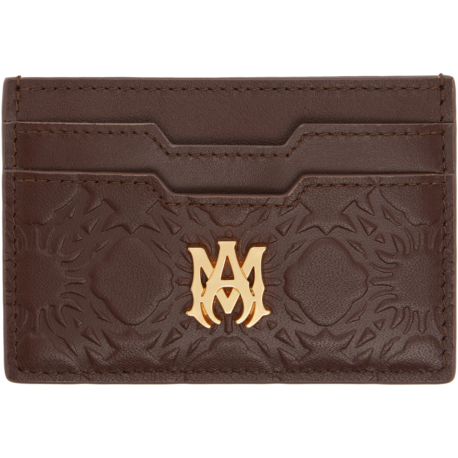 AMIRI Brown 'MA' Quad Leather Card Holder