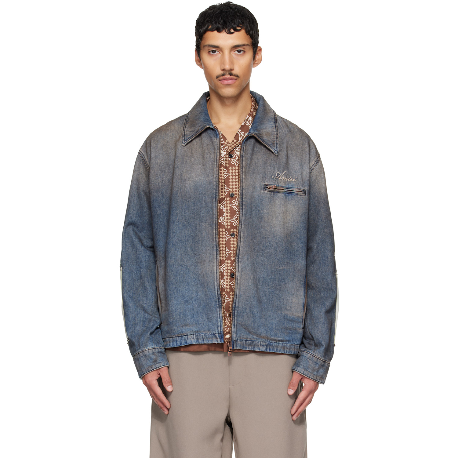 AMIRI Blue Bones Denim Blouson Jacket