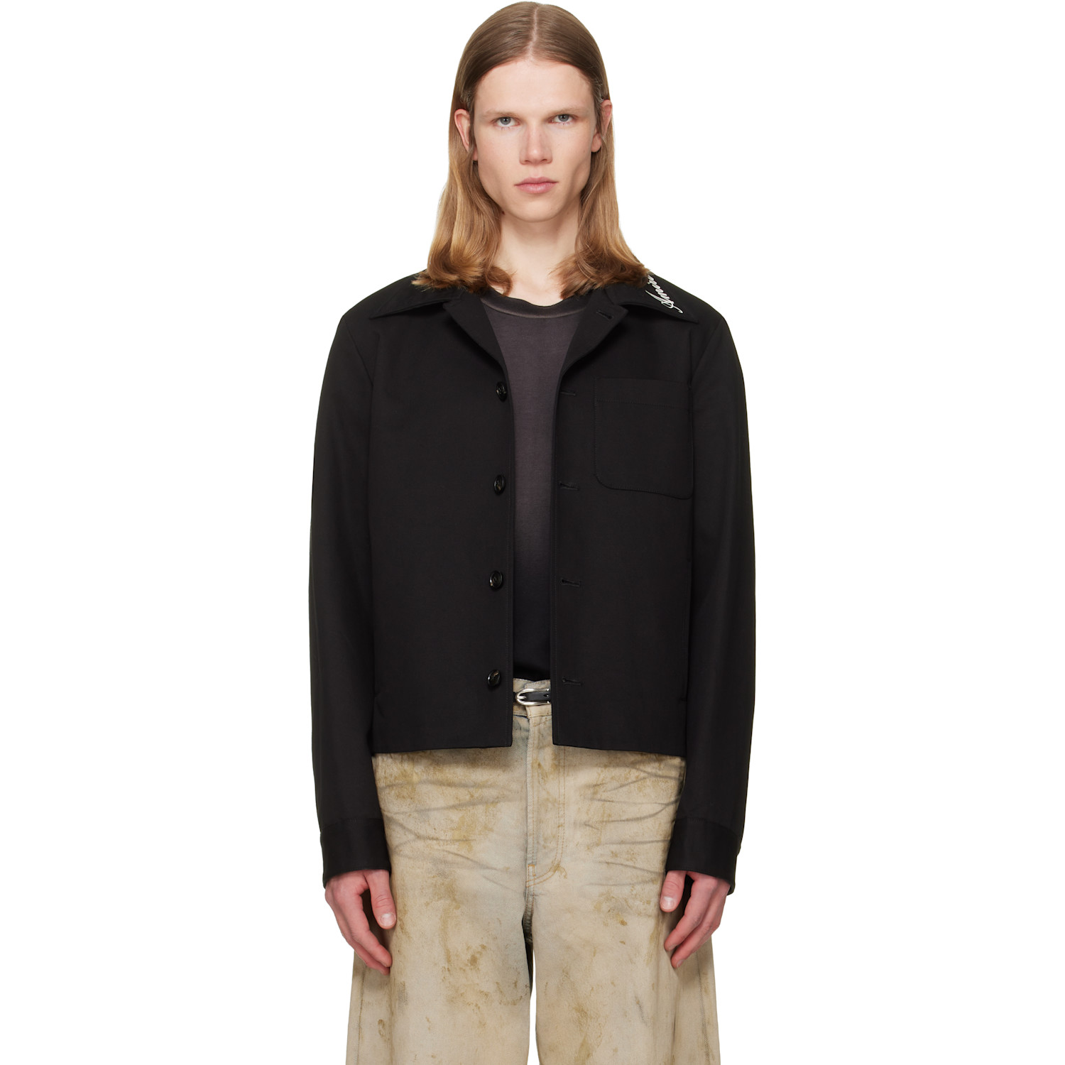 AMIRI Black Script Collar Shirt Jacket
