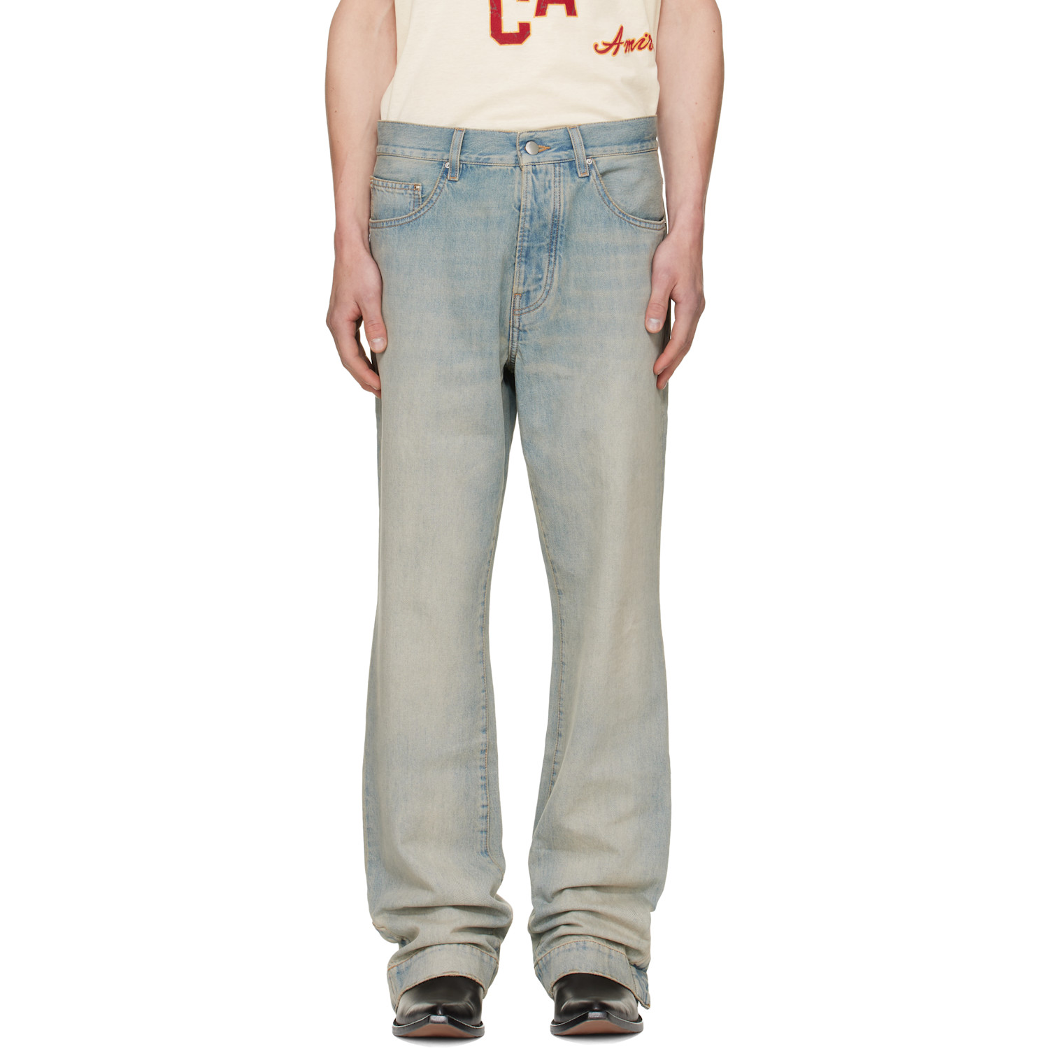 AMIRI Blue Straight Flare Jeans
