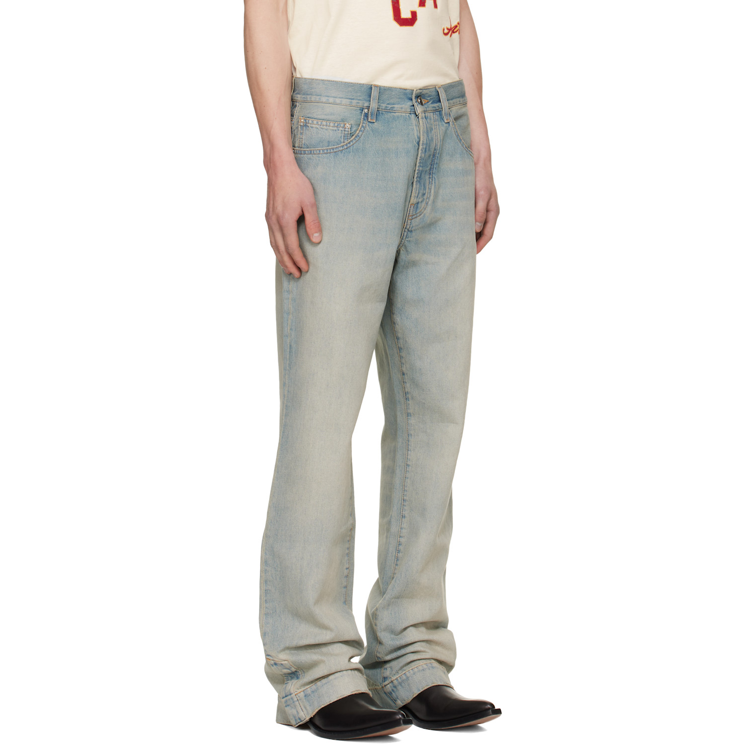  Amiri Blue Straight Flare Jeans 