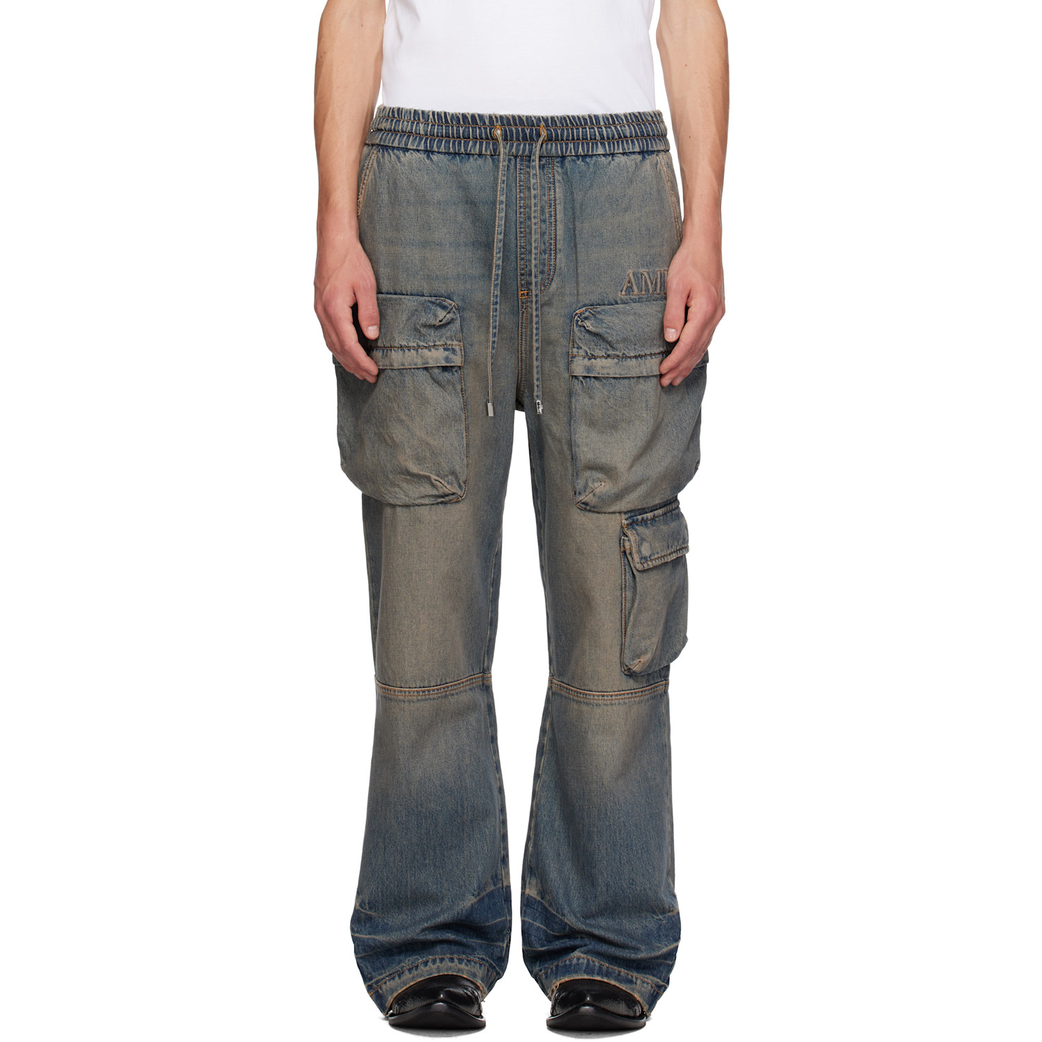 AMIRI Drawstring Baggy Denim Cargo Pants