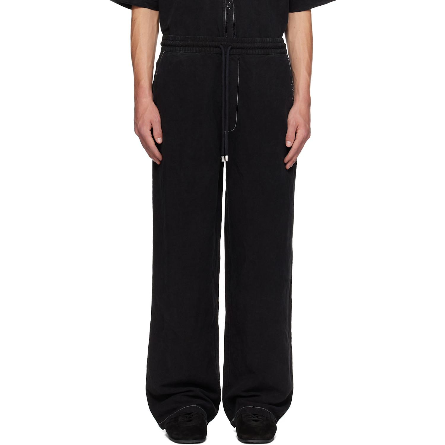 AMIRI Black Script Linen DD Casual Trousers