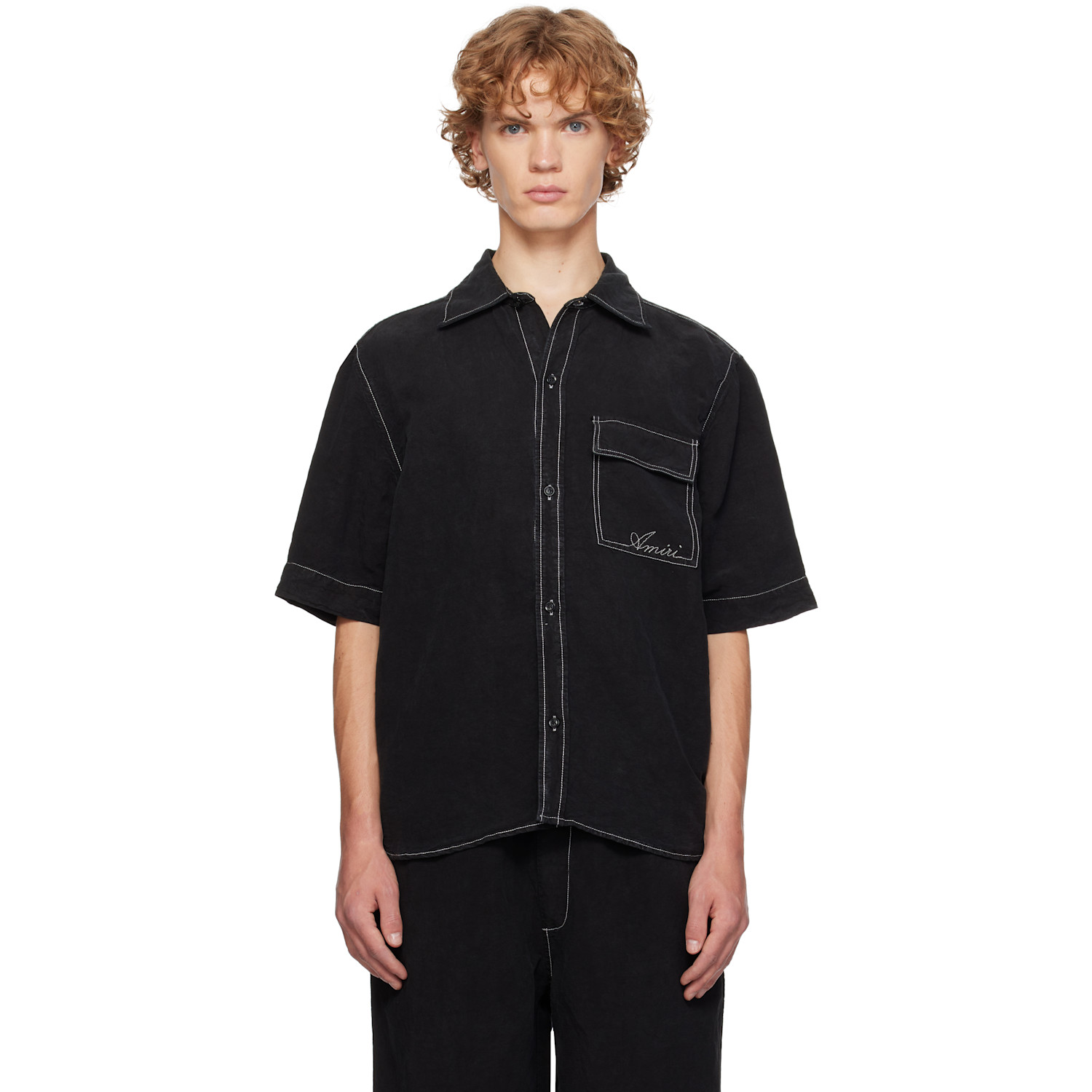 AMIRI Black Script Linen Shirt