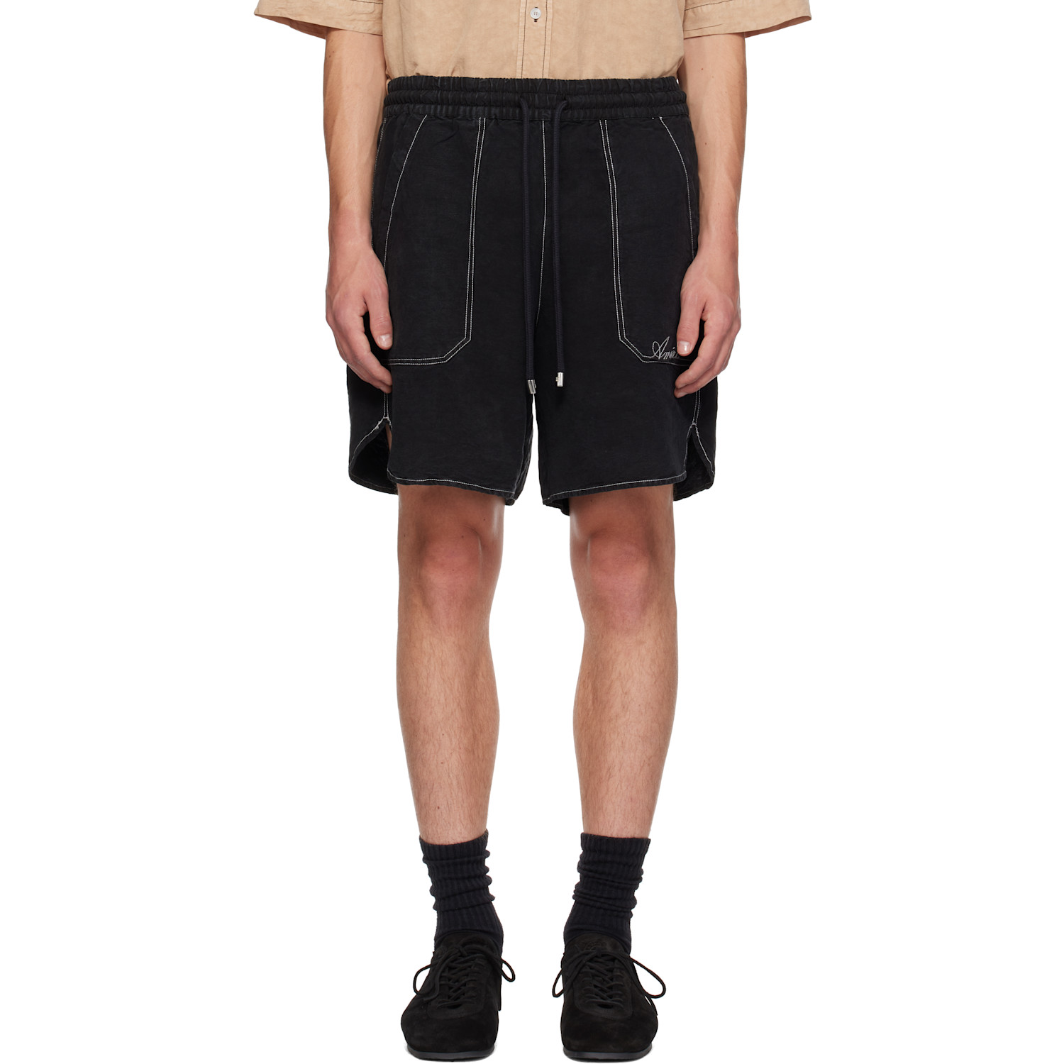 AMIRI Black Script Linen GD Shorts