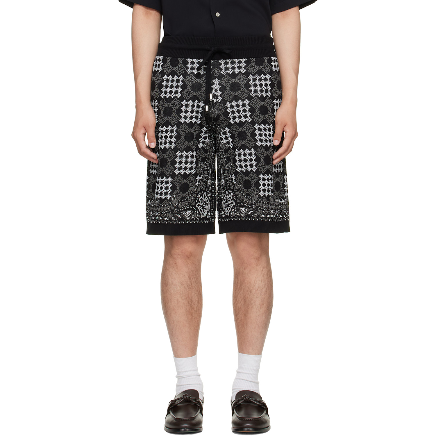 AMIRI Black MA Quad Check Mesh Knit Shorts