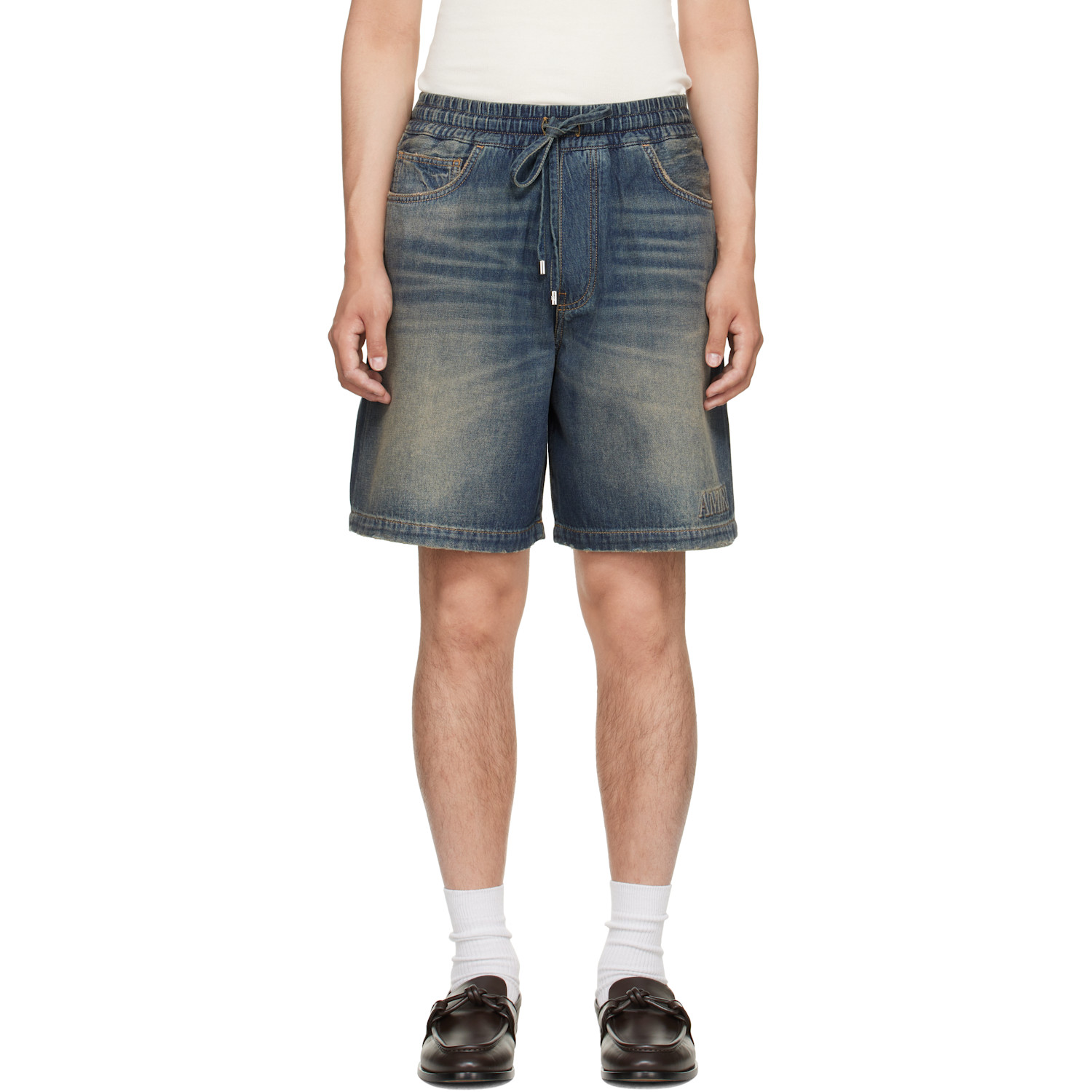 AMIRI Blue 'Amiri' Drawstring Denim Shorts