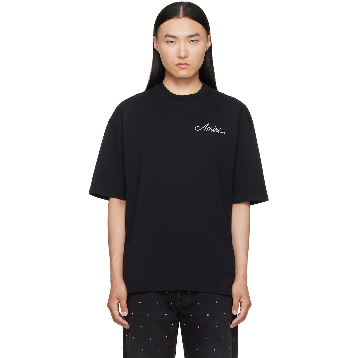 AMIRI Black MA Quad Checkerboard Oversized T-shirt