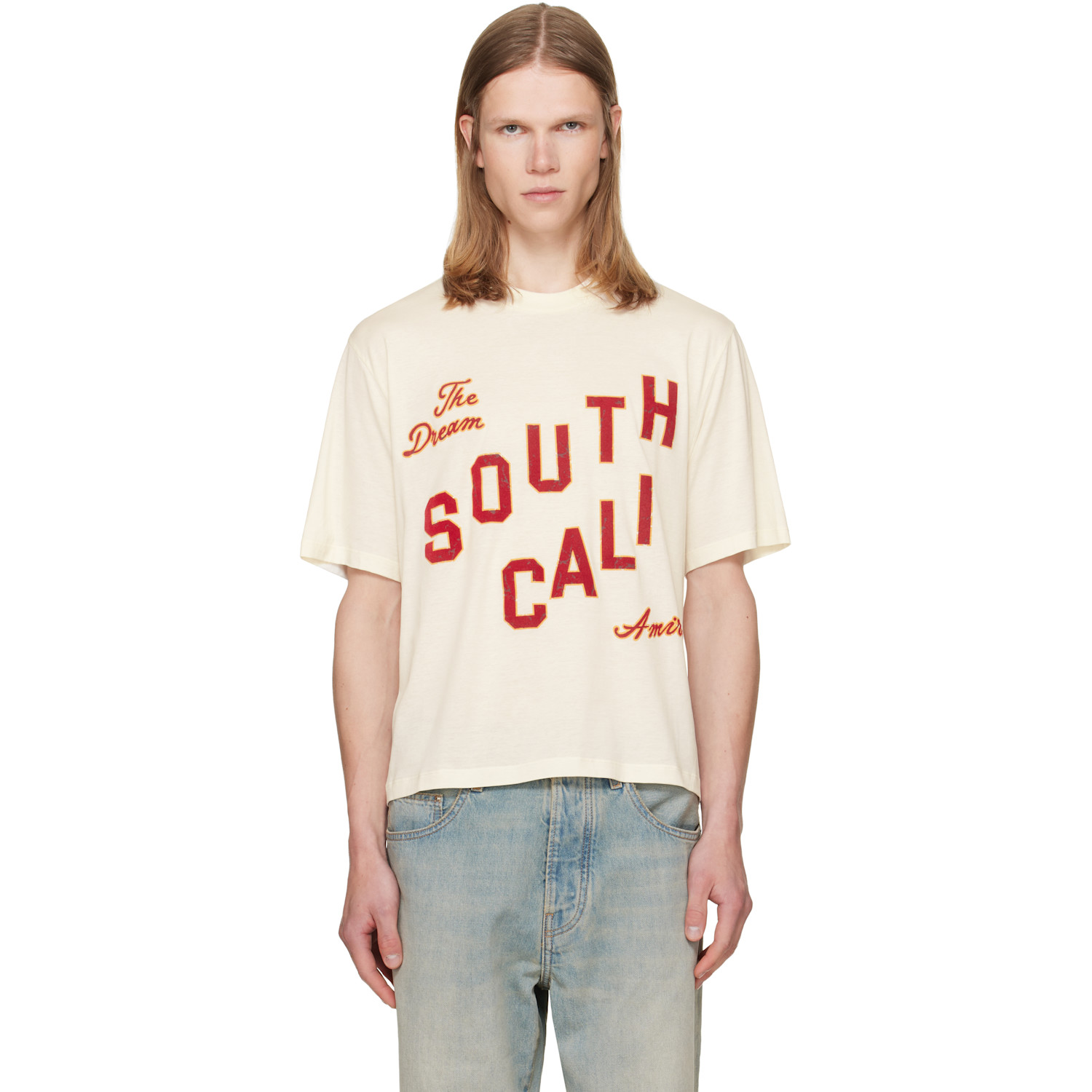 AMIRI White 'South Cali' Crop T-shirt