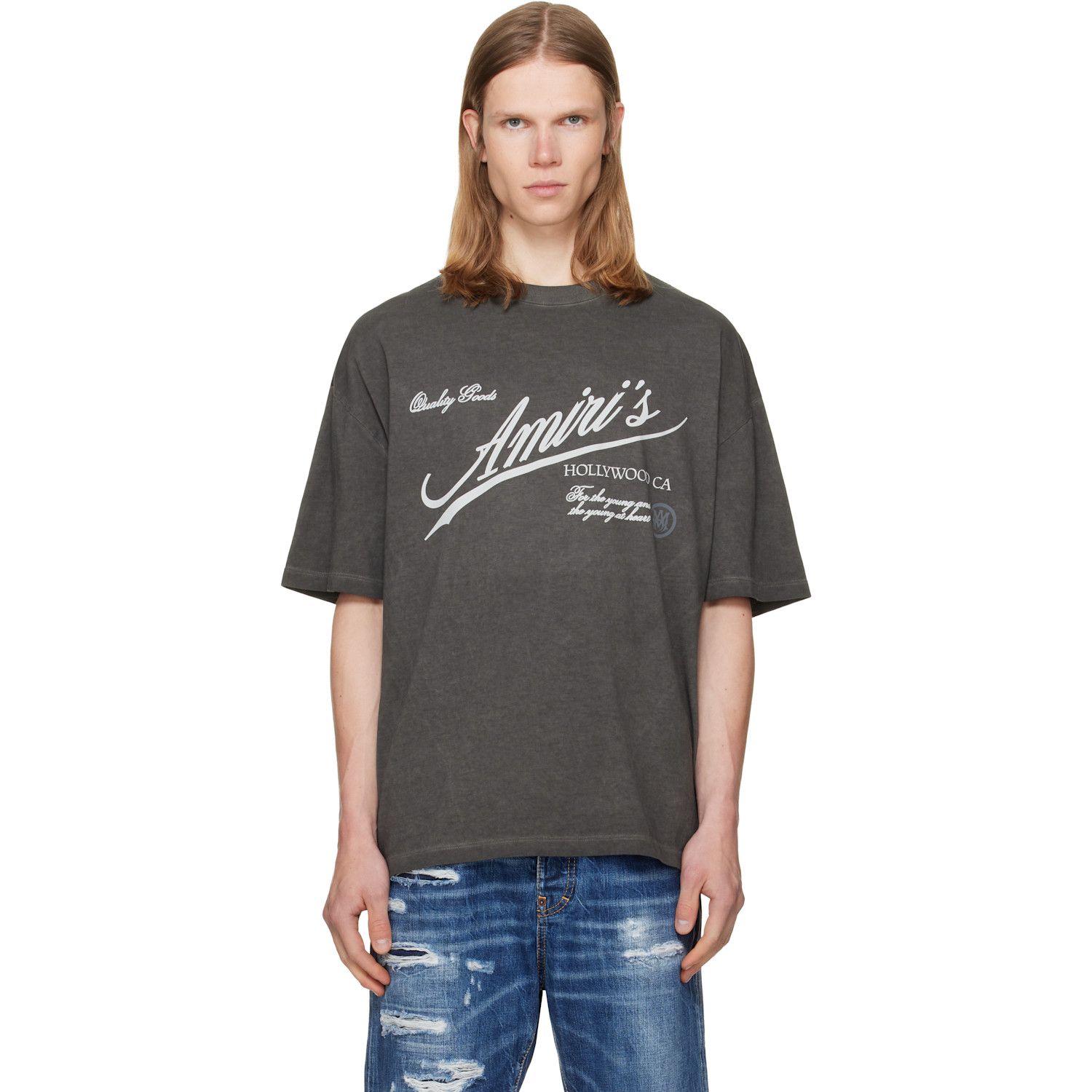 AMIRI Gray 'AMIRI Quality Goods' Oversized T-shirt