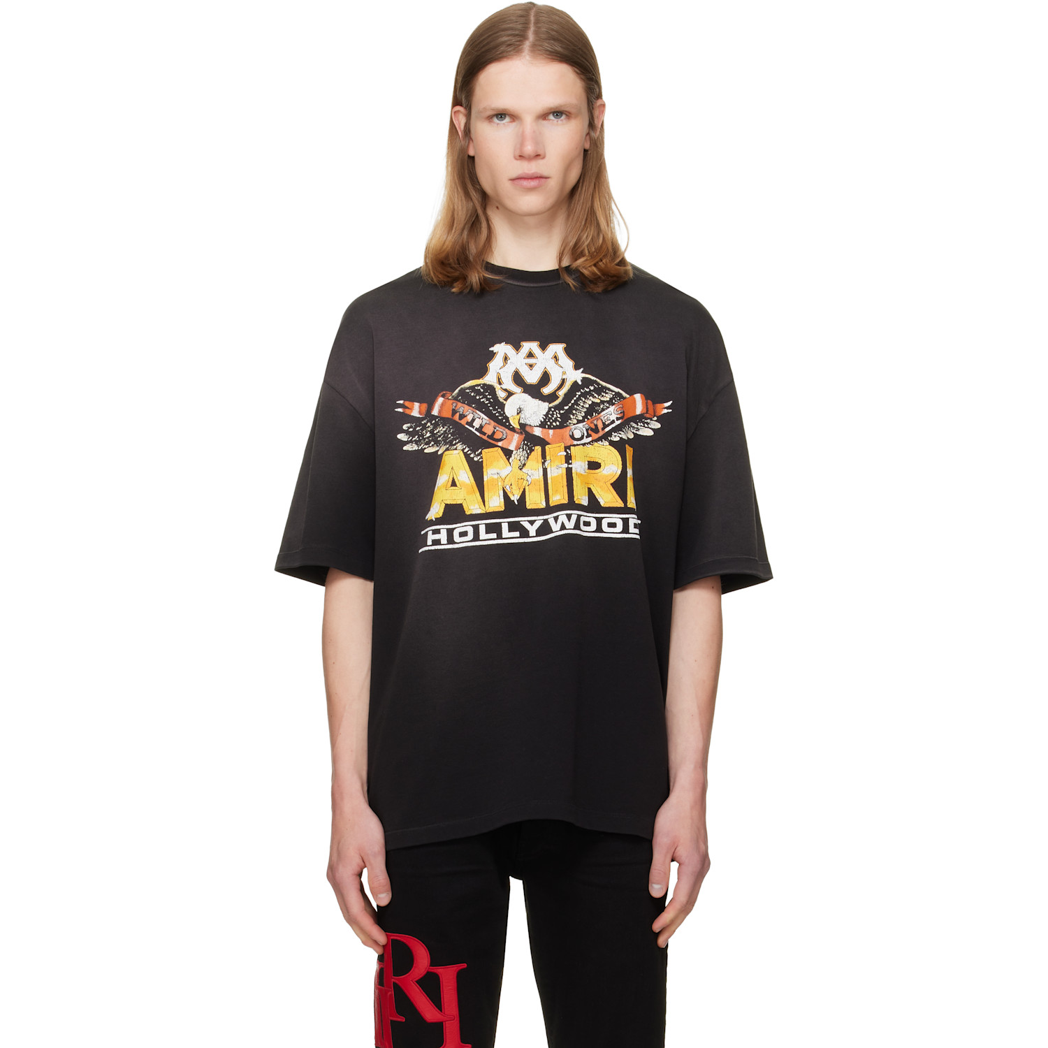 AMIRI Black 'AMIRI Hollywood' Eagle Skate T-shirt