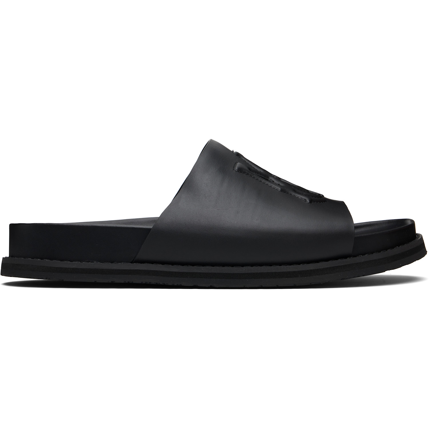 AMIRI Black MA Leather Pool Slides
