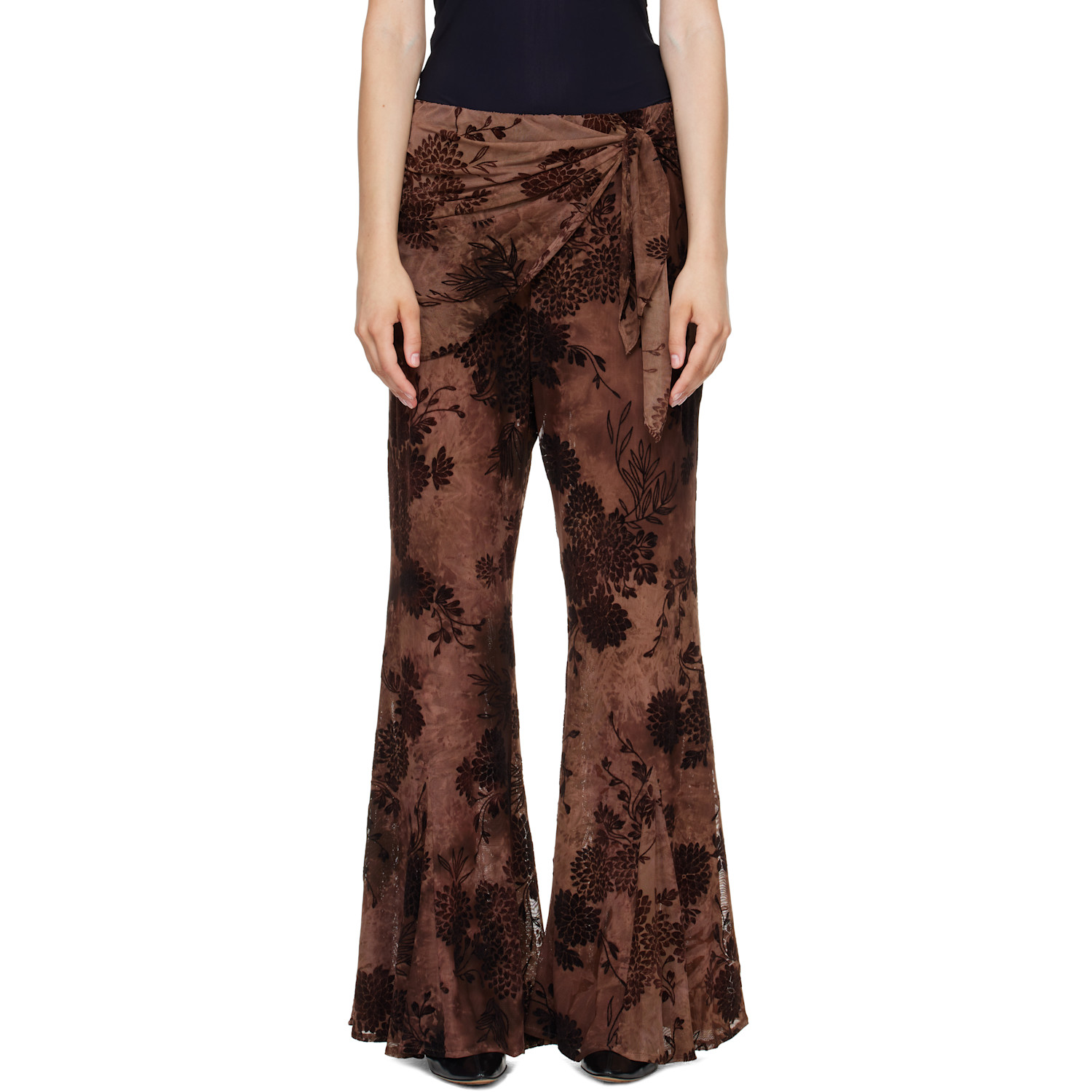 Anna Sui Brown Dahlia Tulle Lounge Pants