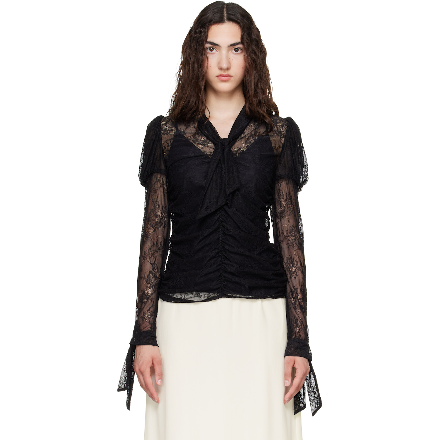 Anna Sui Black Long Sleeve Blouse