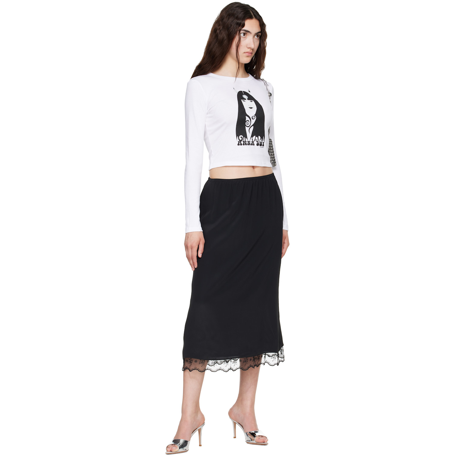 Anna Sui White Devil Long Sleeve T-shirt In White