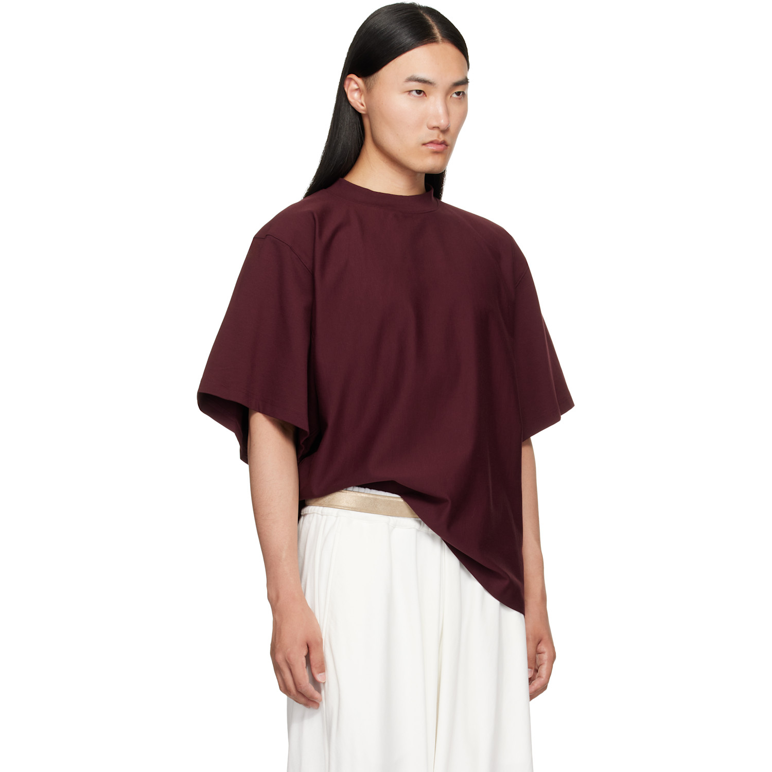 Hed Mayner Embroidered T-shirt In Burgundy