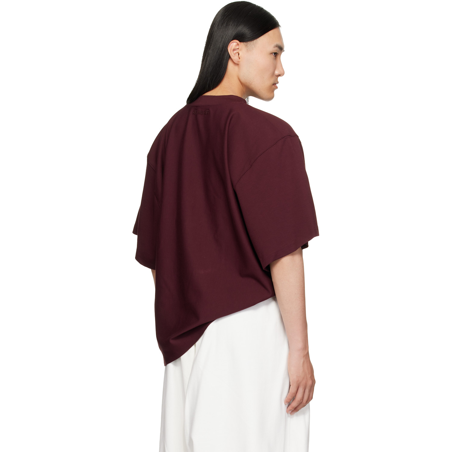 Hed Mayner Embroidered T-shirt In Burgundy