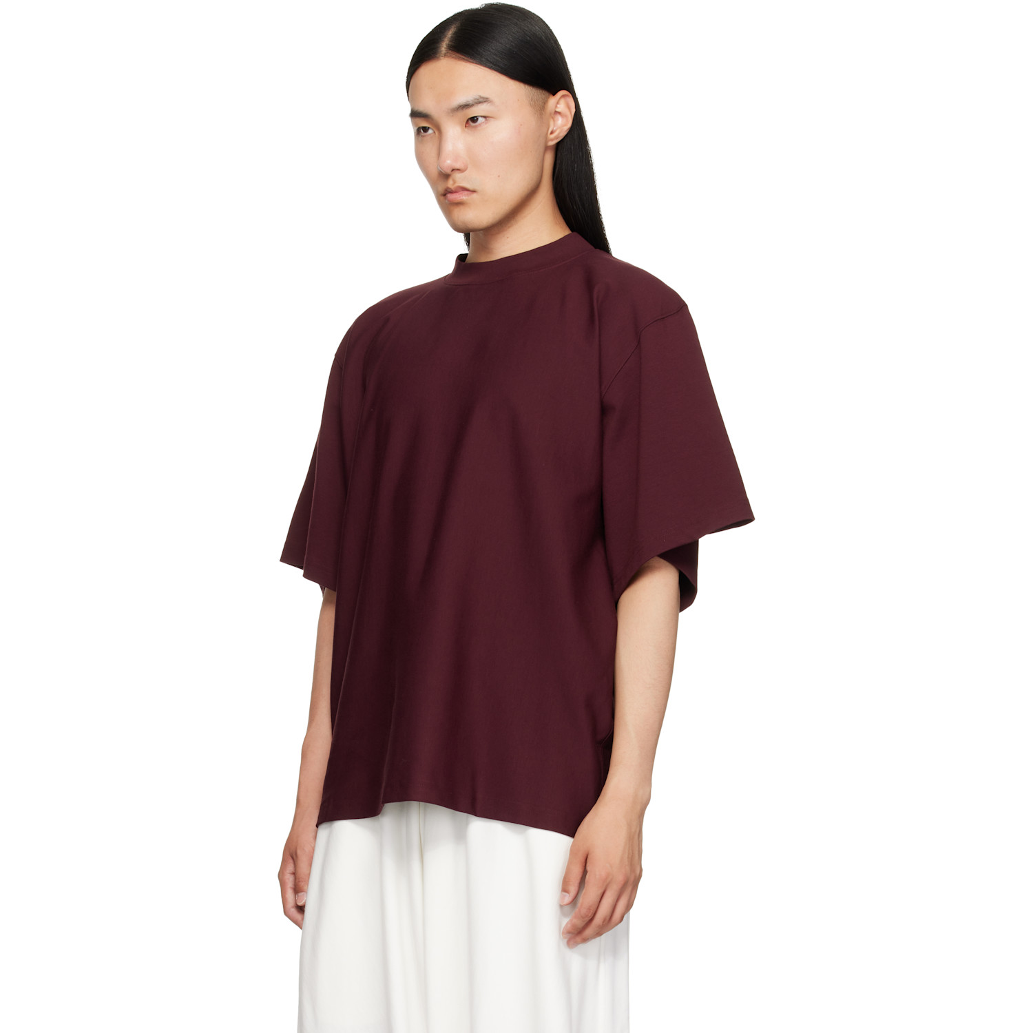 Hed Mayner Embroidered T-shirt In Burgundy