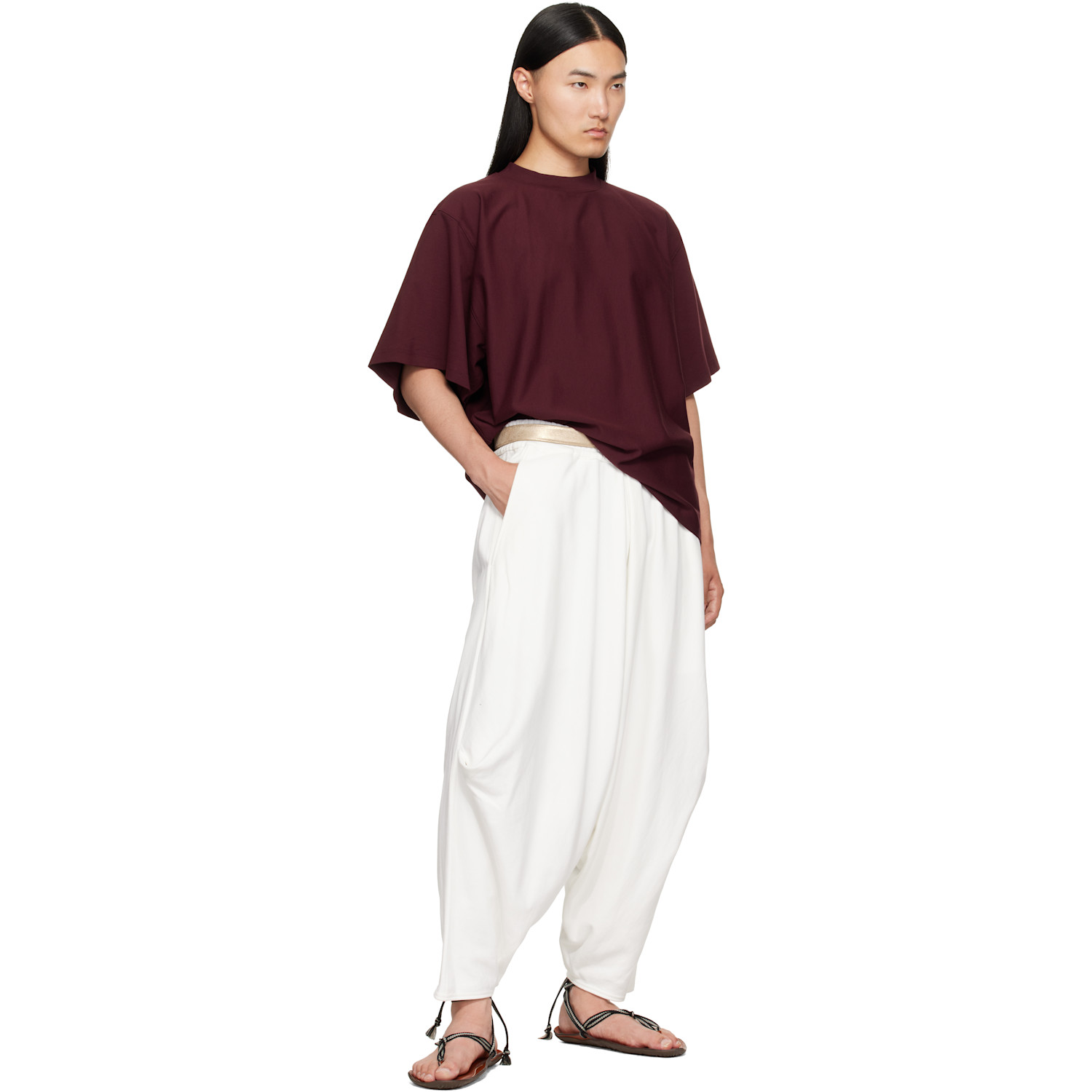 Hed Mayner Embroidered T-shirt In Burgundy