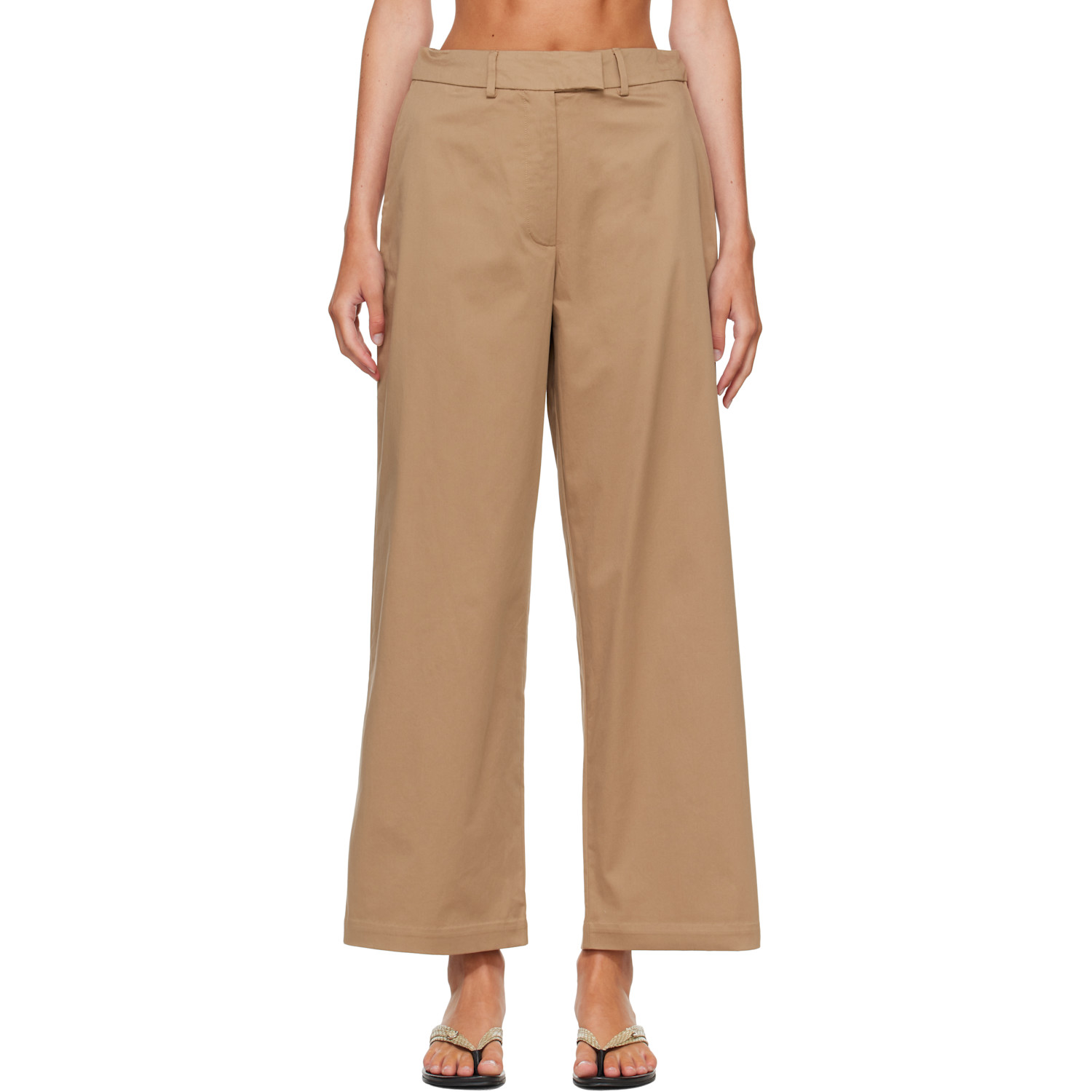 Cordera Beige Low Rise Cotton Trousers