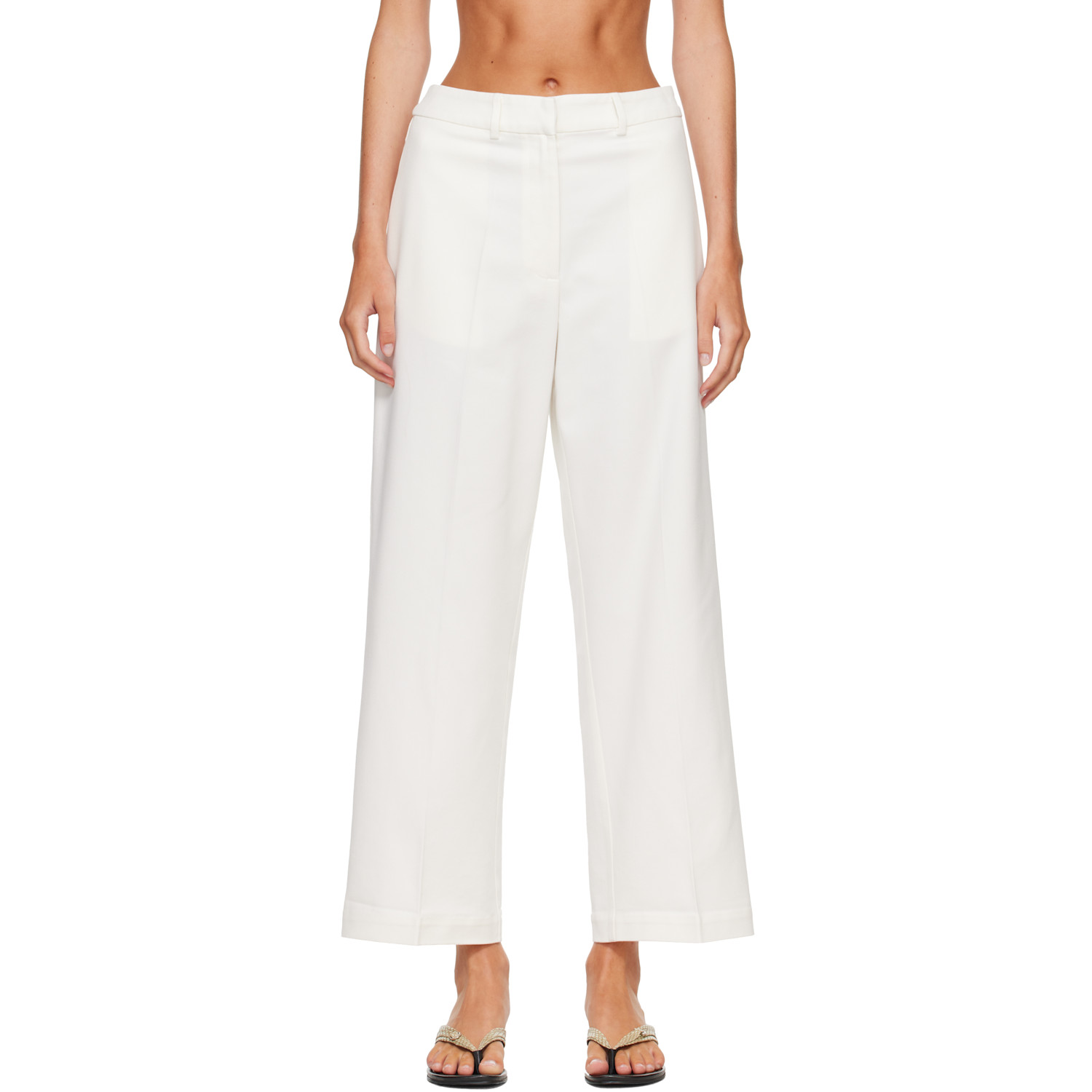 Cordera White Soft Cotton Straight Trousers