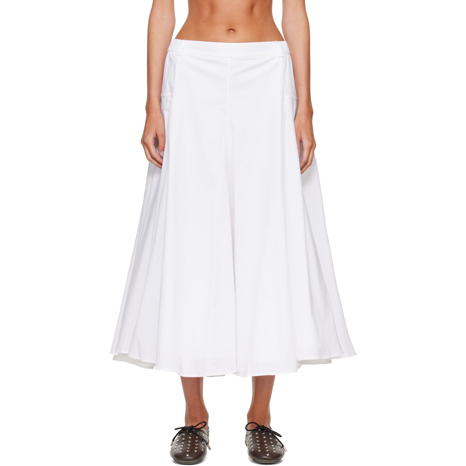 Cordera White Cotton Voluminous Midi Skirt