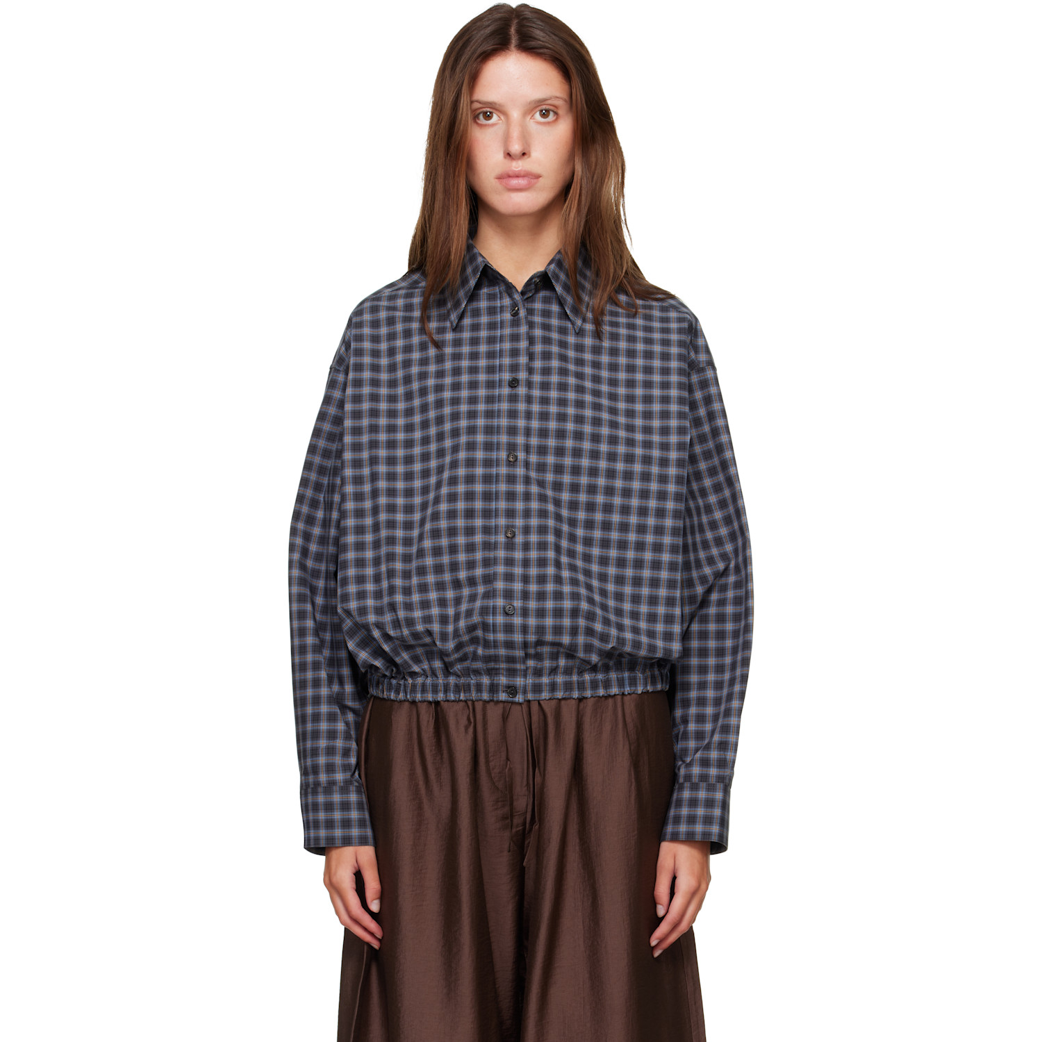 Cordera Navy Checked Bomber Shirt