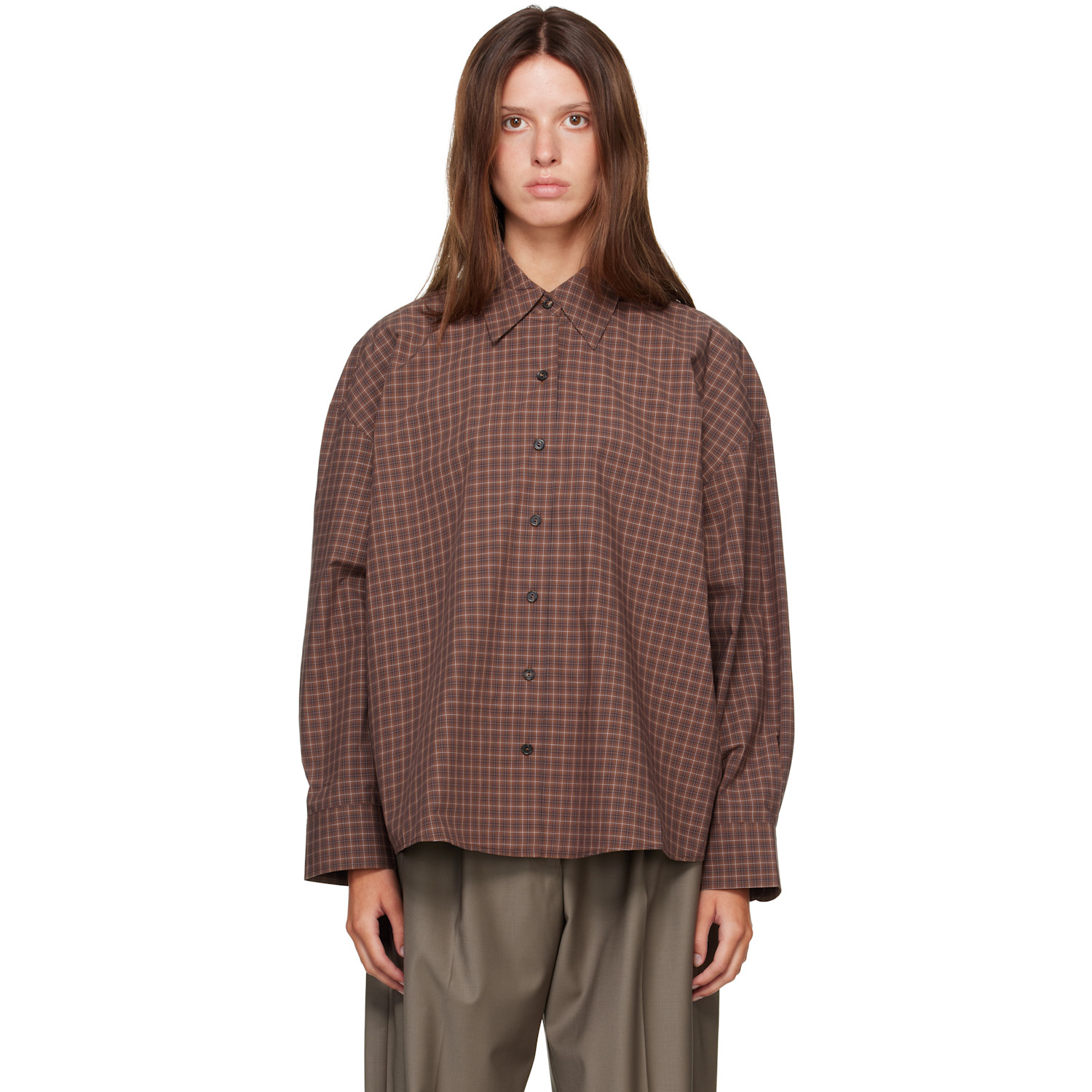 Cordera Brown Checked Oversized Shirt