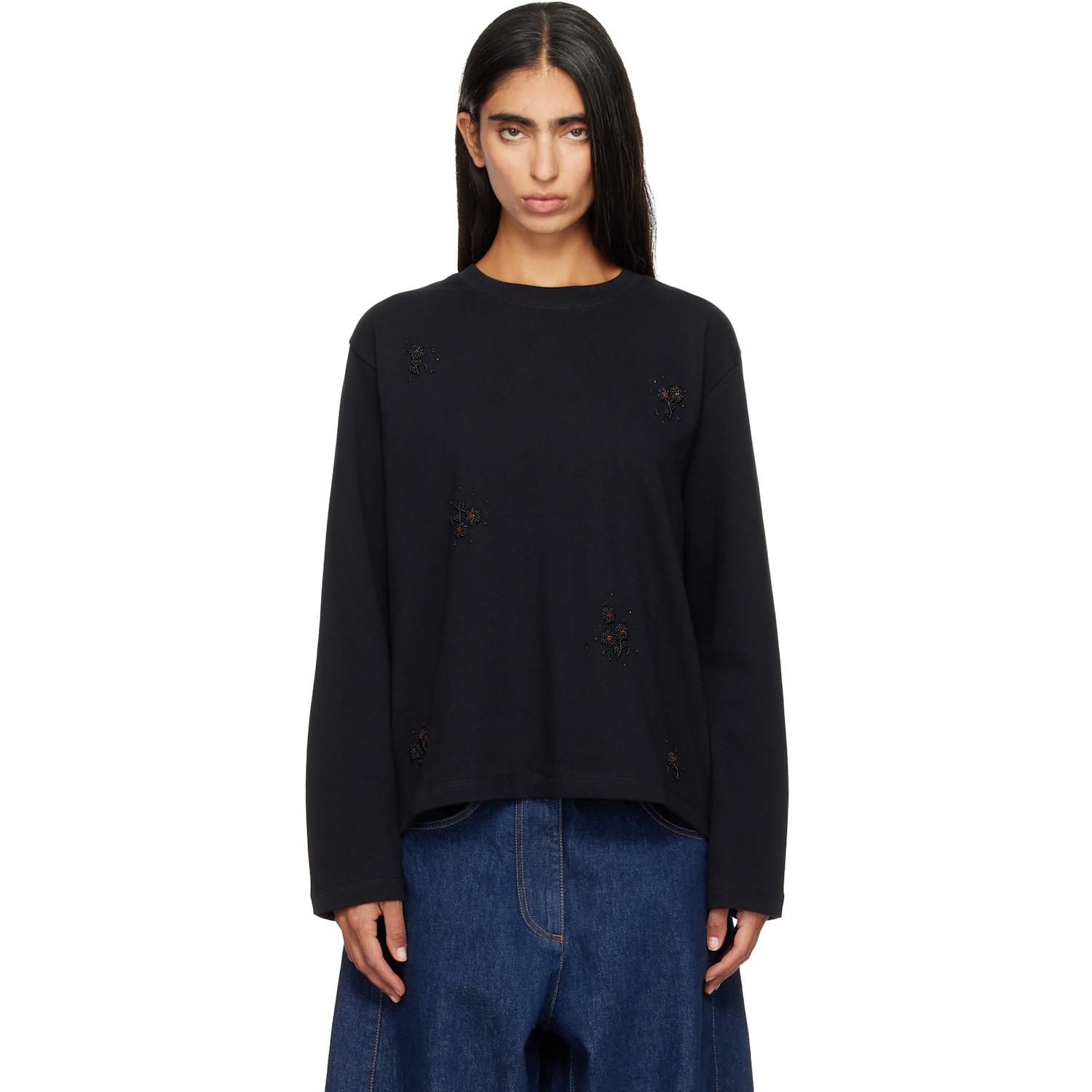 Cordera Black Embellished Long-Sleeve T-shirt