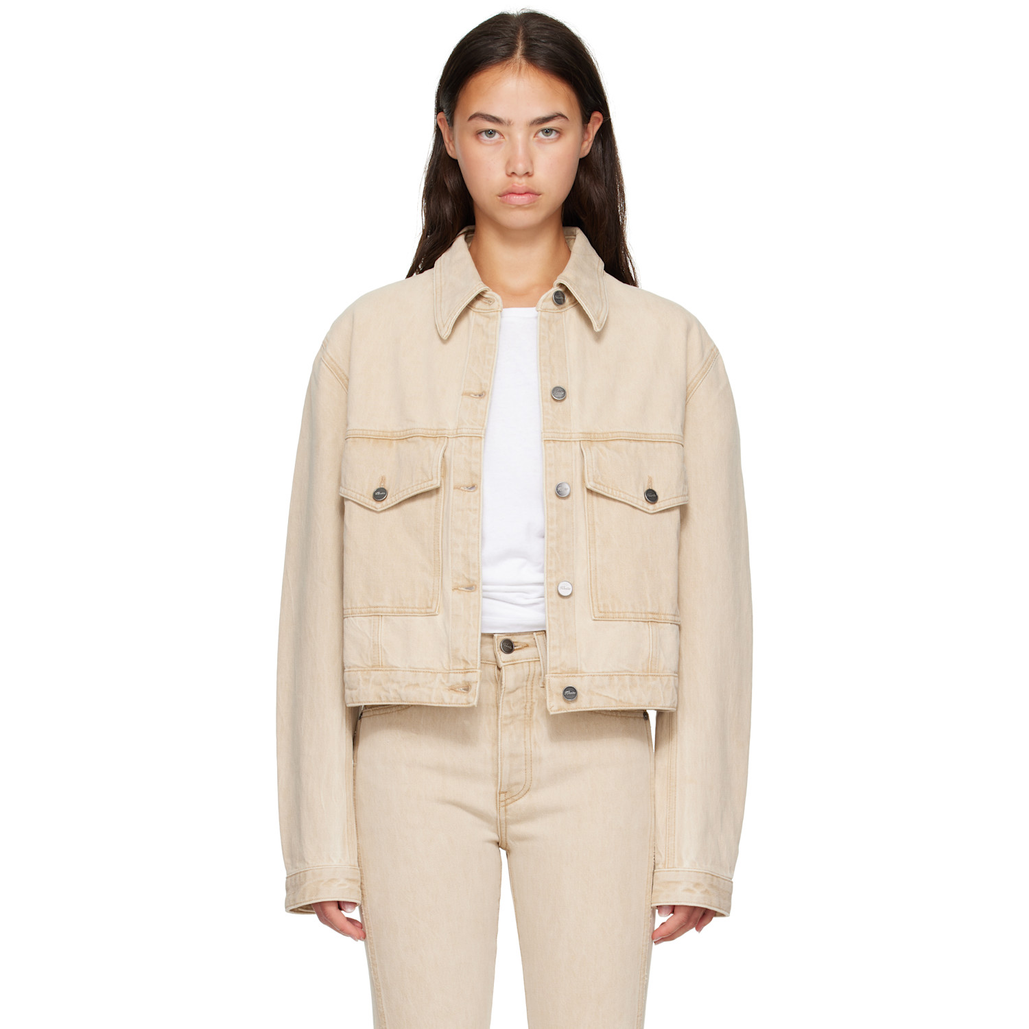 KHAITE Beige Tomer Collared Denim Jacket