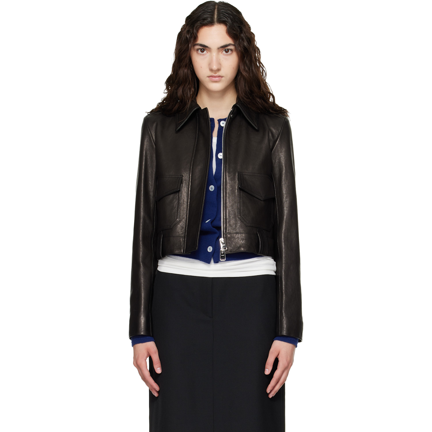 KHAITE Black Cordelia Leather Jacket