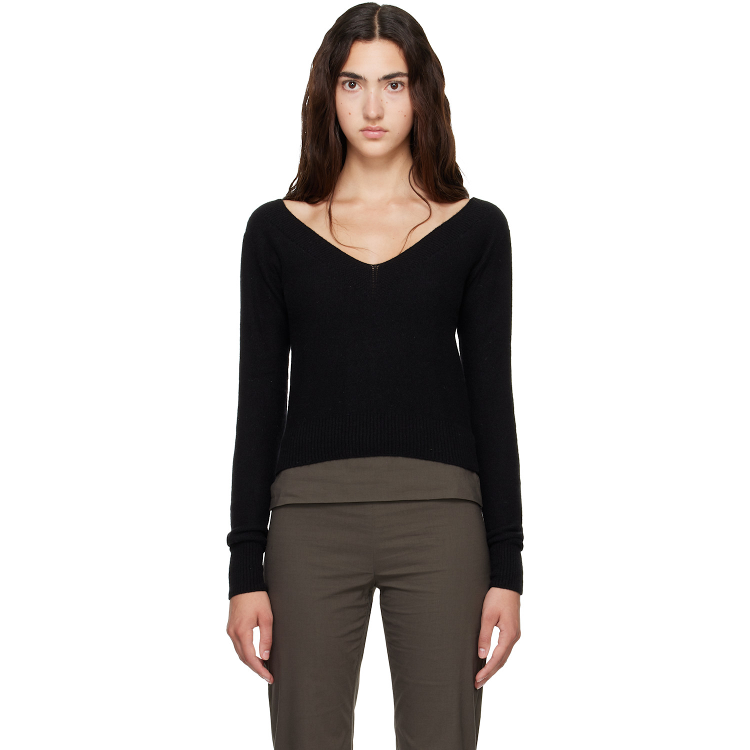 Baserange Black Tier V-Neck Sweater