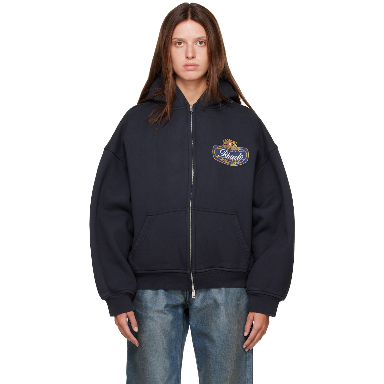 Rhude Black 'Rhude Safari Crest' Zip-Up Hoodie
