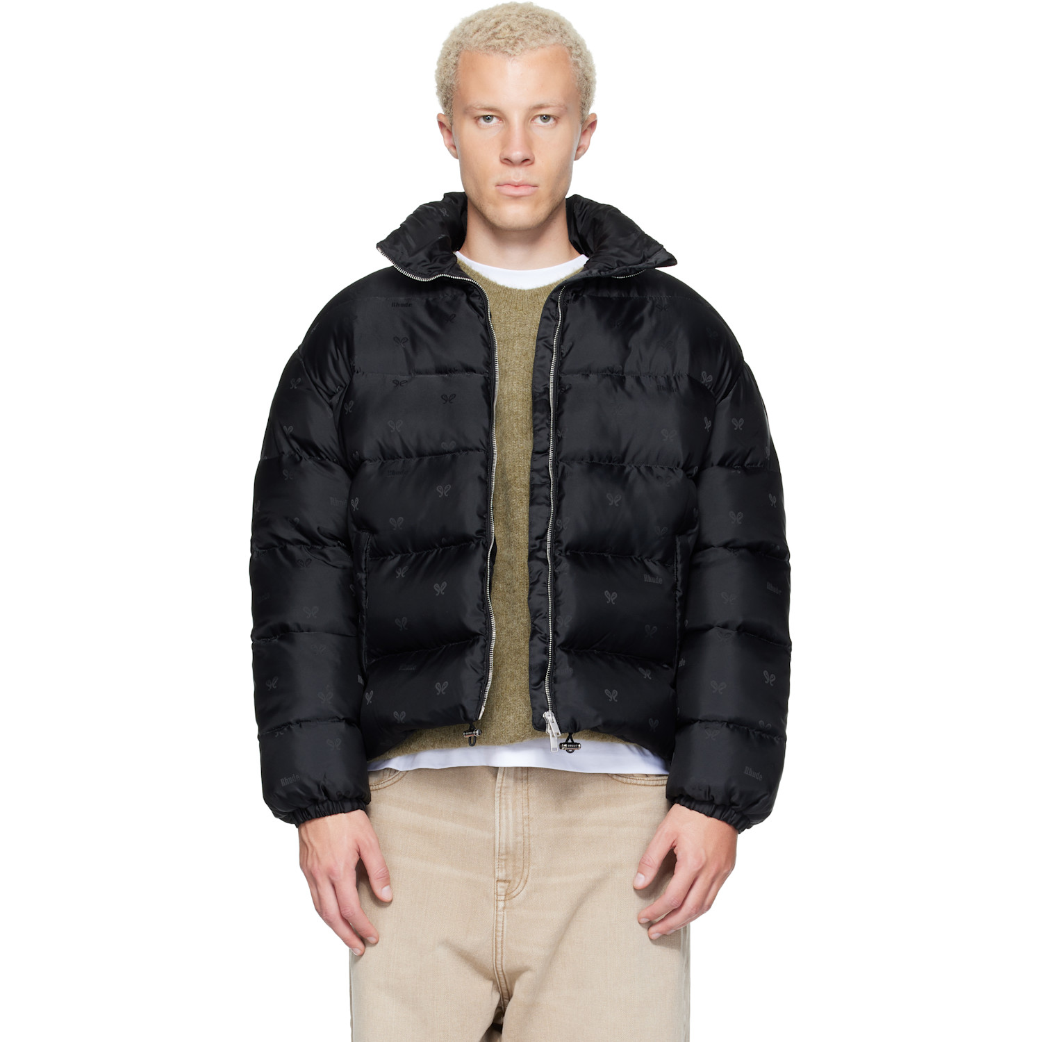 Rhude Black Paisley Jacquard Down Puffer Jacket