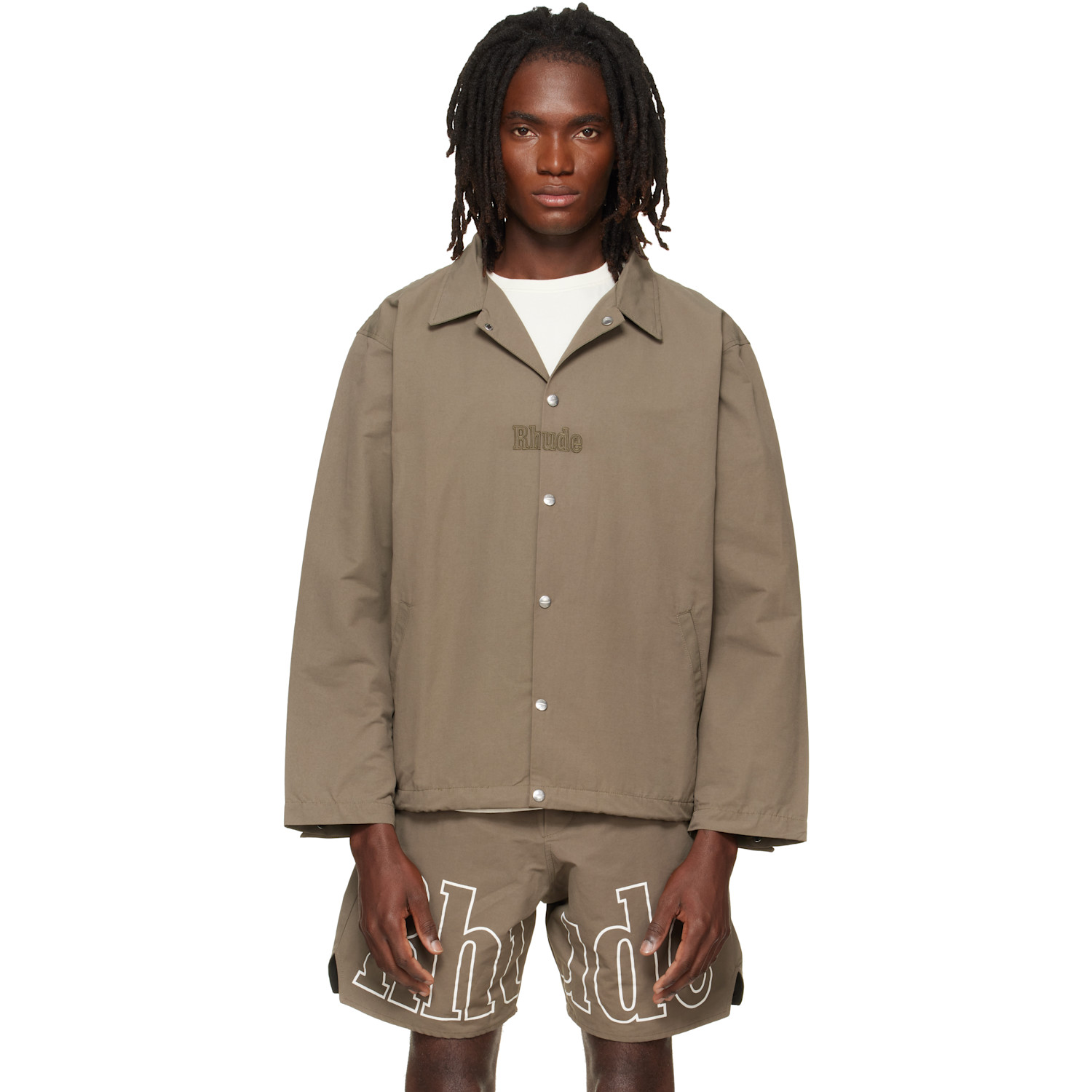 Rhude Taupe 'Rhude' Logo Coaches Jacket
