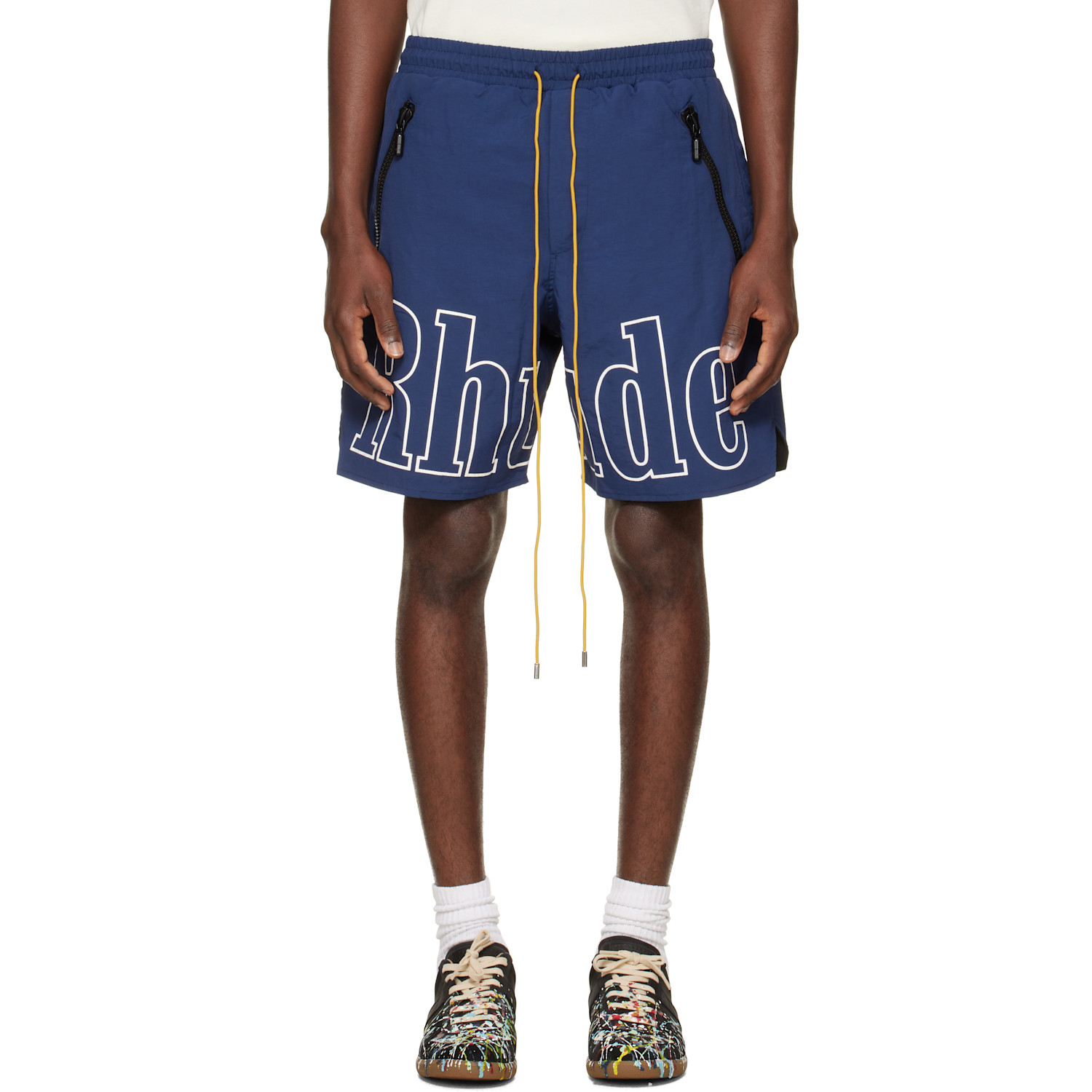 Rhude Navy 'RH' Logo Shorts