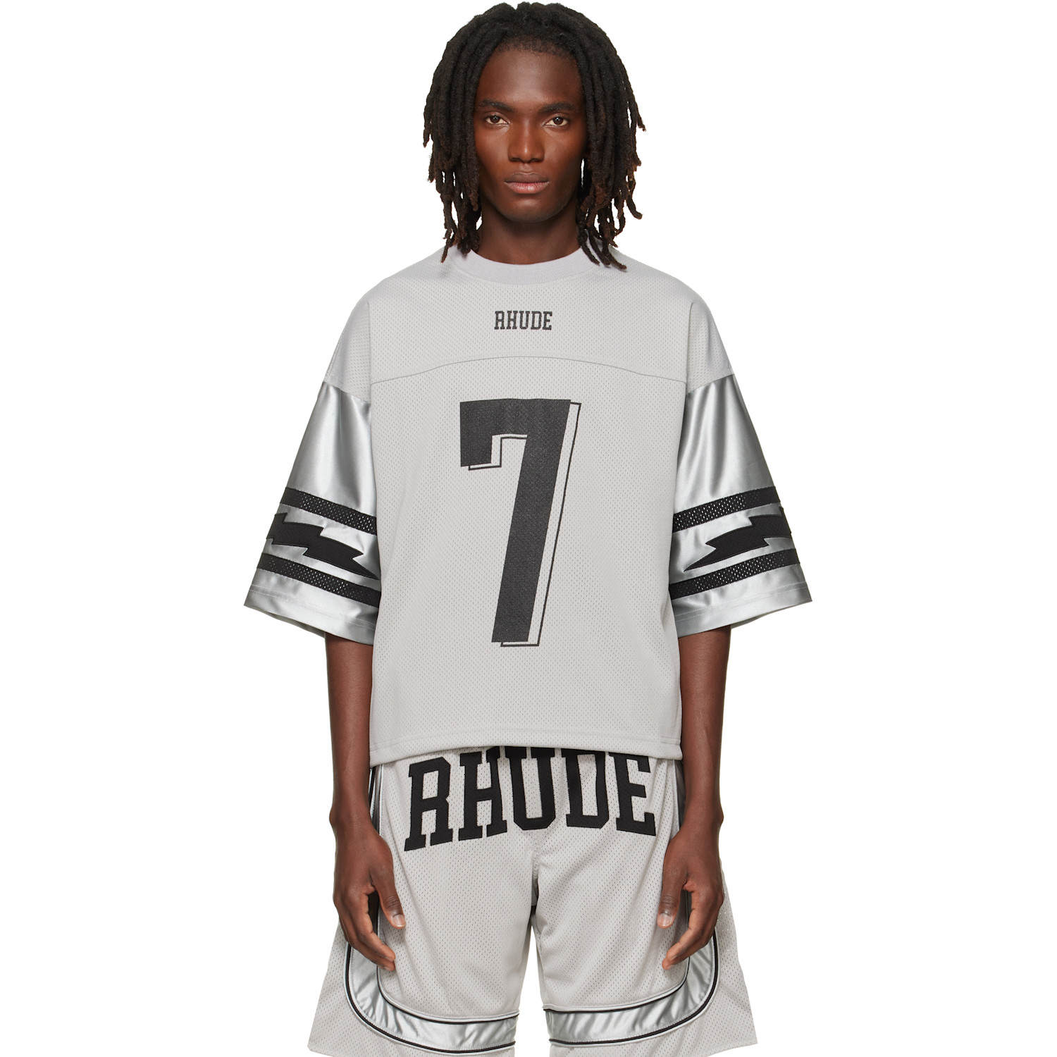 Rhude Gray Lightning Football Jersey