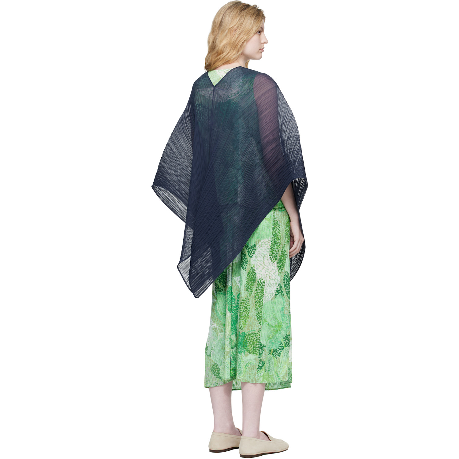  Pleats Please Issey Miyake Navy Madame-t Scarf 