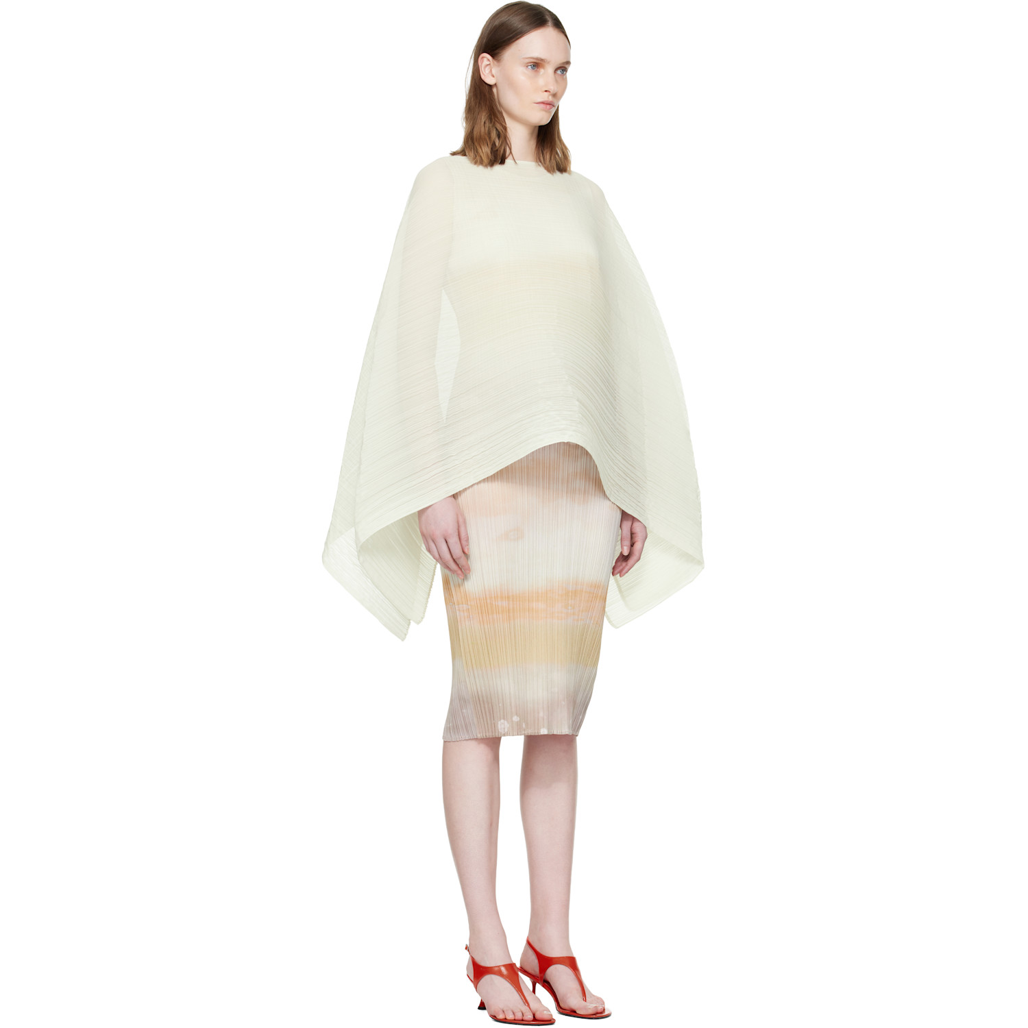  Pleats Please Issey Miyake Off-white Madame-t May Scarf 
